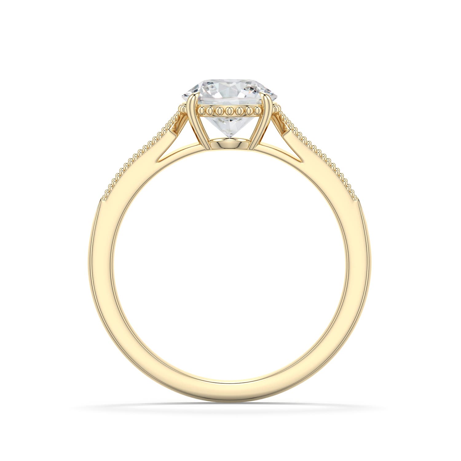 7.4mm HSI2 Round Diamond Quatrefoil Hidden Halo Engagement Ring in Yellow Gold - side 1