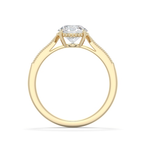 7.4mm HSI2 Round Diamond Quatrefoil Hidden Halo Engagement Ring in Yellow Gold - side 1