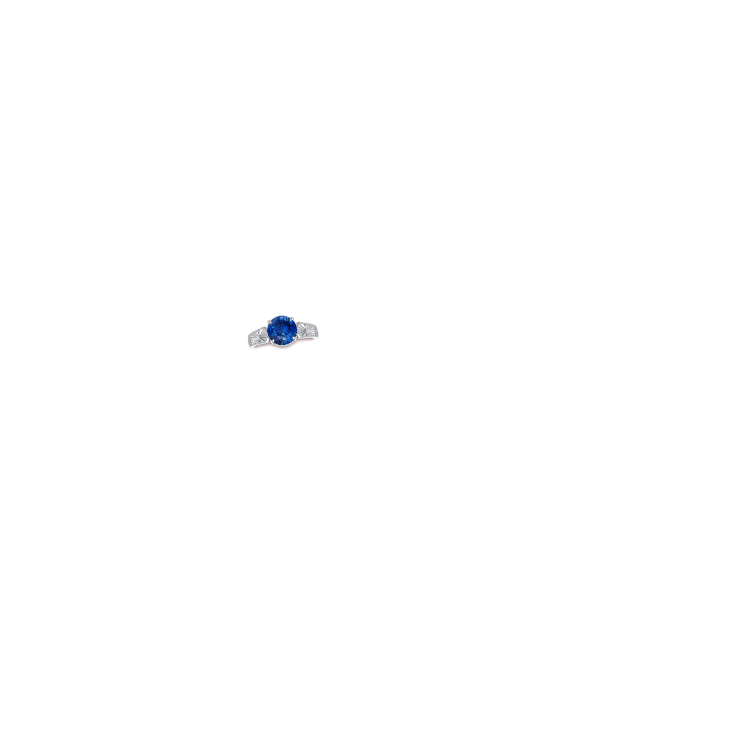 8mm AAA Round Blue Sapphire Quatrefoil Hidden Halo Engagement Ring in White Gold - body_hand - body_hand