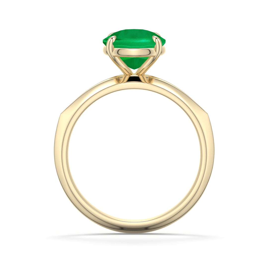 10x8mm AAA Cushion Rectangular Emerald Knife-Edge Split Shank Engagement Ring in Yellow Gold - side 1 - side 2