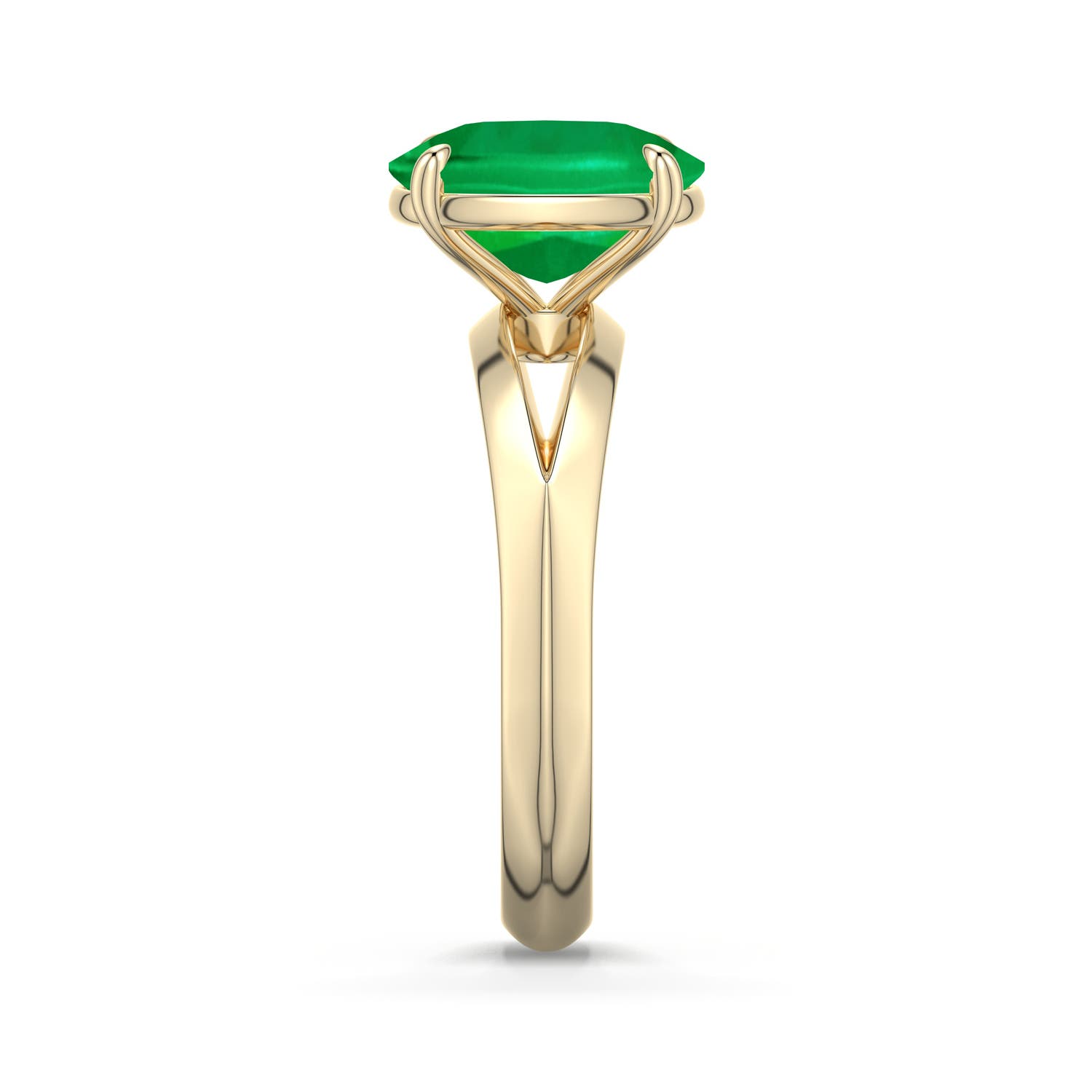 10x8mm AAA Cushion Rectangular Emerald Knife-Edge Split Shank Engagement Ring in Yellow Gold - side 2 - side 3