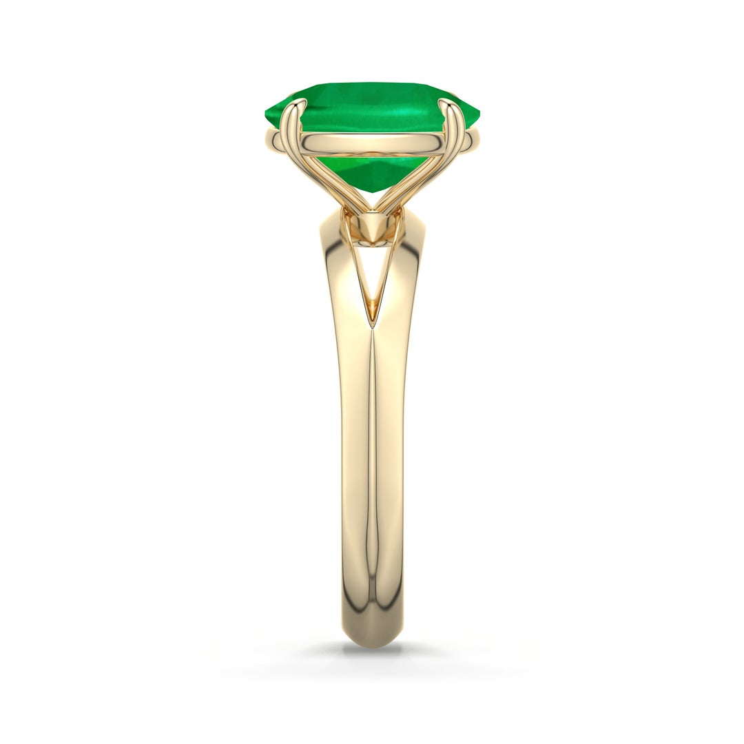 10x8mm AAA Cushion Rectangular Emerald Knife-Edge Split Shank Engagement Ring in Yellow Gold - side 2 - side 3