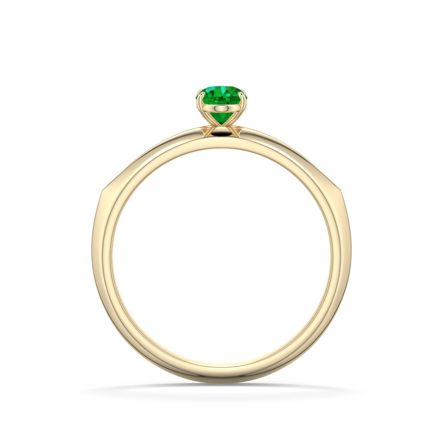 6x4mm AAAA Oval Emerald Knife-Edge Split Shank Engagement Ring in Yellow Gold - side 1