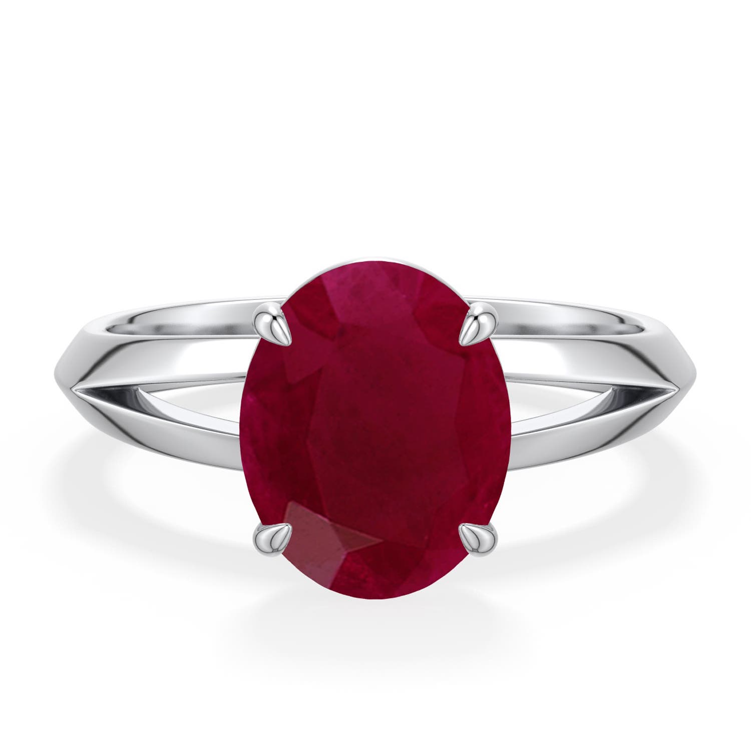 Angara 3.3 Ctw Oval Ruby Knife-edge Split Shank Engagement Ring