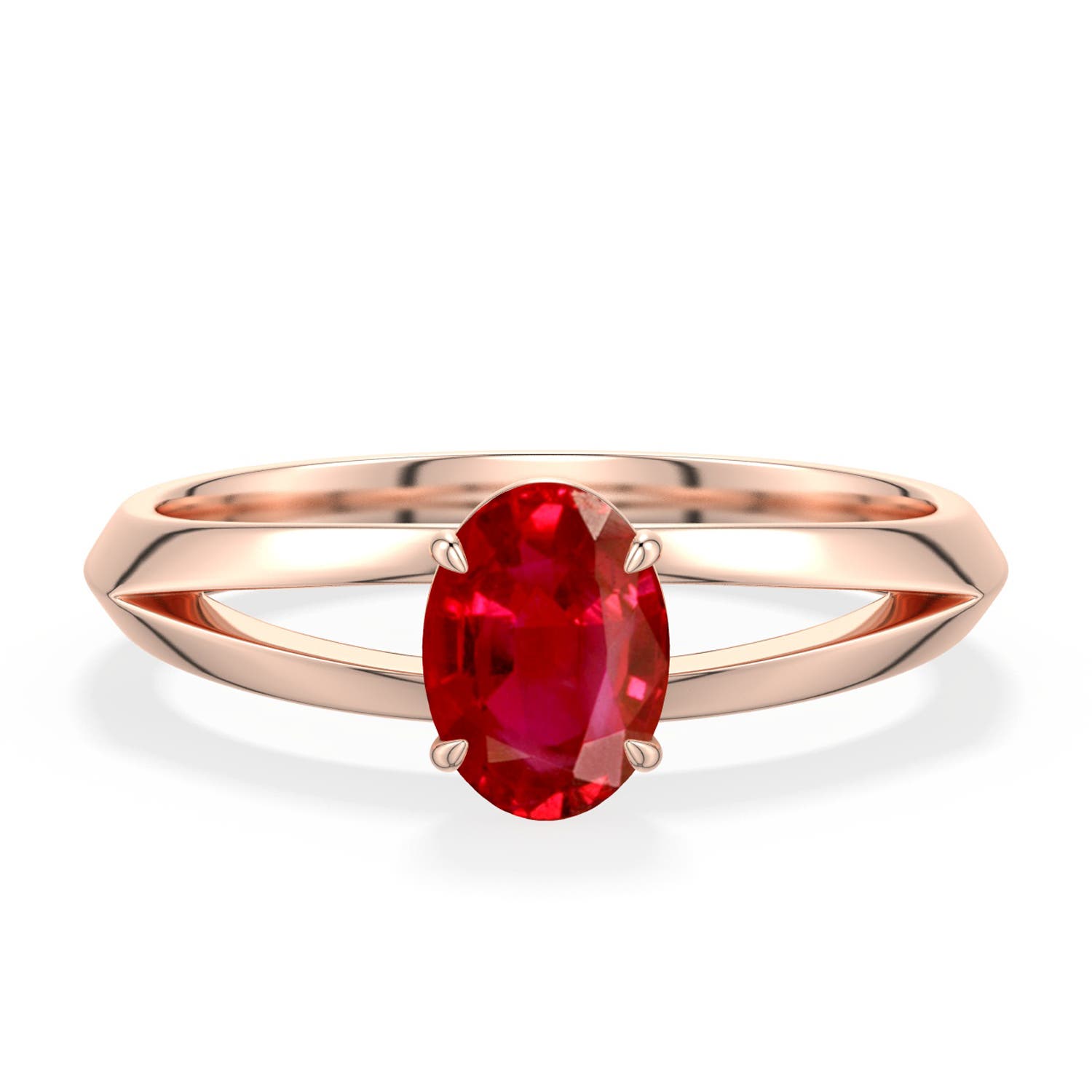 7x5mm AAA Oval Ruby Knife-Edge Split Shank Engagement Ring in Rose Gold - main