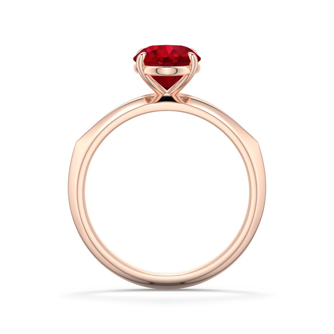 9x7mm AAA Oval Ruby Knife-Edge Split Shank Engagement Ring in Rose Gold - side 1 - side 2
