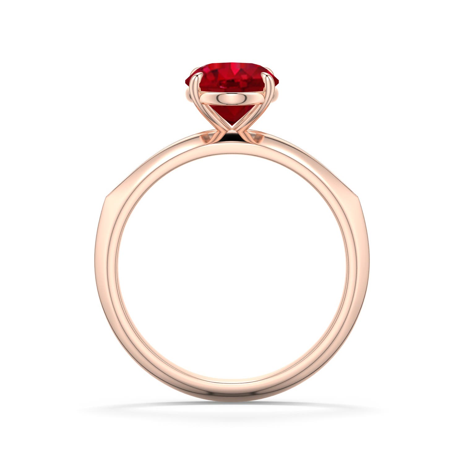 9x7mm AAA Oval Ruby Knife-Edge Split Shank Engagement Ring in 18K Rose Gold - side 1