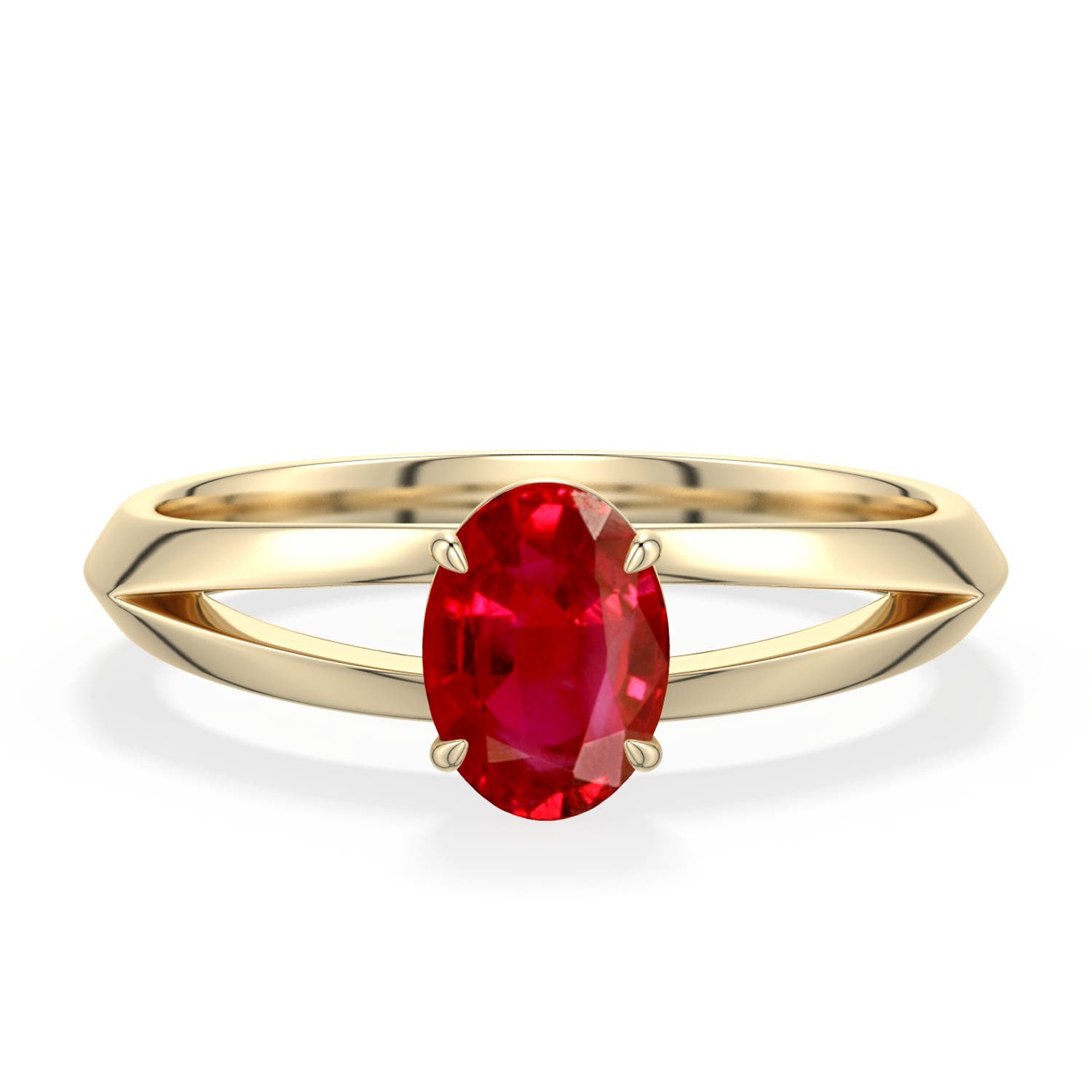 7x5mm AAA Oval Ruby Knife-Edge Split Shank Engagement Ring in Yellow Gold - main