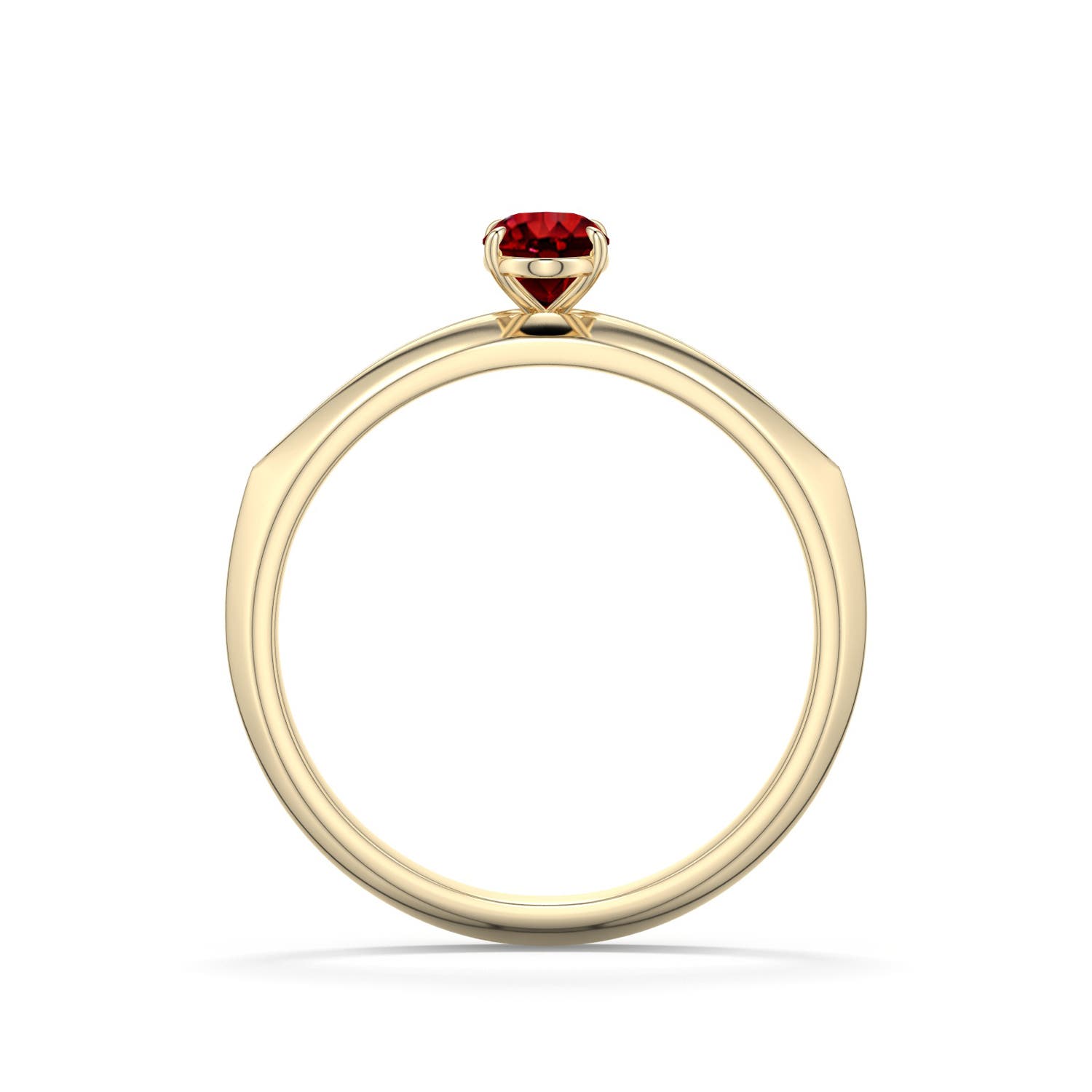 6x4mm AAAA Oval Ruby Knife-Edge Split Shank Engagement Ring in 18K Yellow Gold - side 1