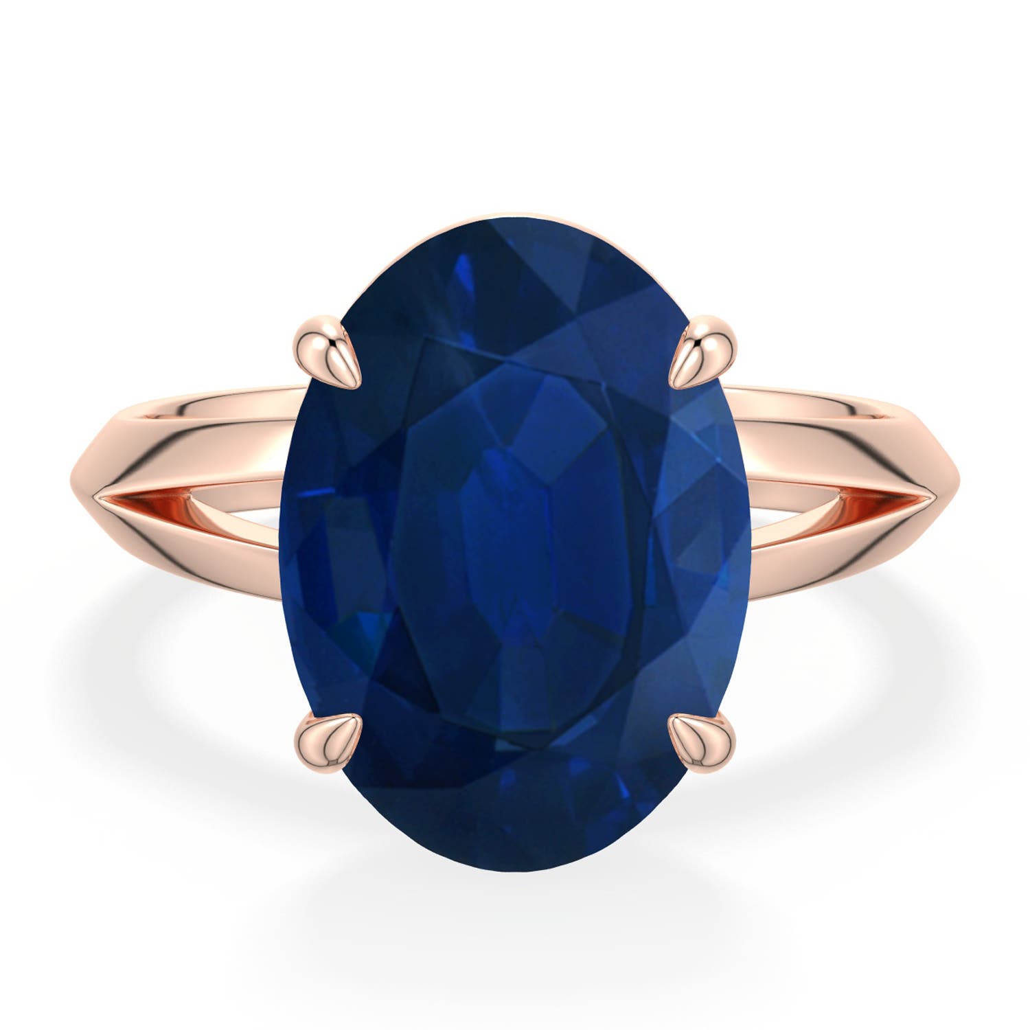 Angara 6.75 CTW Oval Blue Sapphire Knife-Edge Split Shank Engagement Ring in 14K Rose Gold