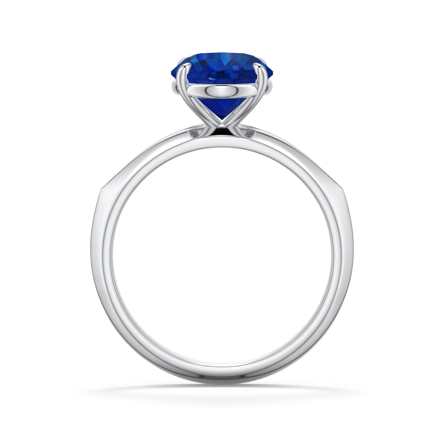 10x8mm AAA Oval Blue Sapphire Knife-Edge Split Shank Engagement Ring in White Gold - side 1