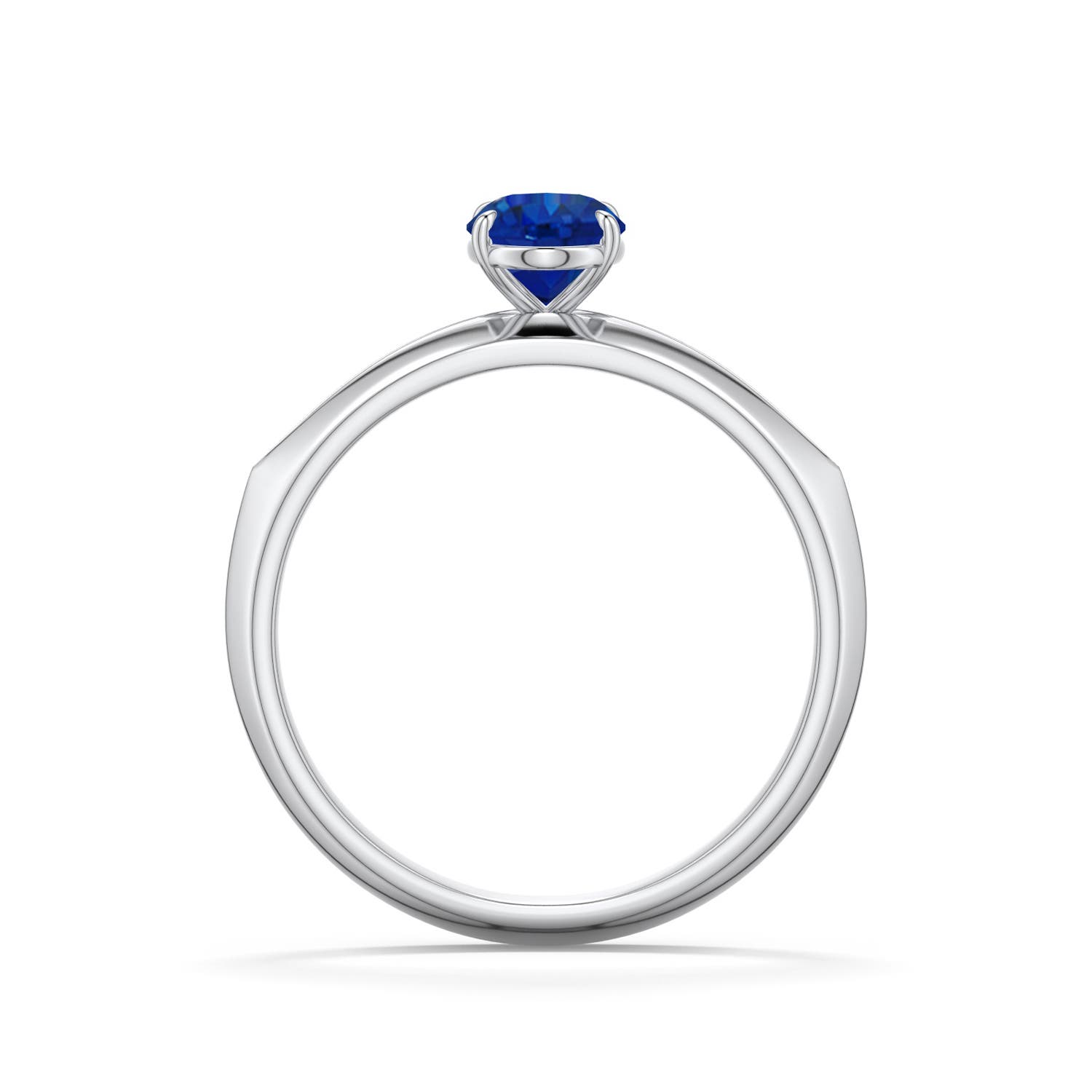 7x5mm AAA Oval Blue Sapphire Knife-Edge Split Shank Engagement Ring in White Gold - side 1