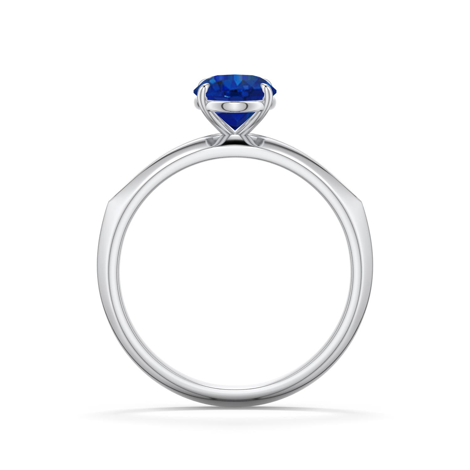 8x6mm AAA Oval Blue Sapphire Knife-Edge Split Shank Engagement Ring in White Gold - side 1