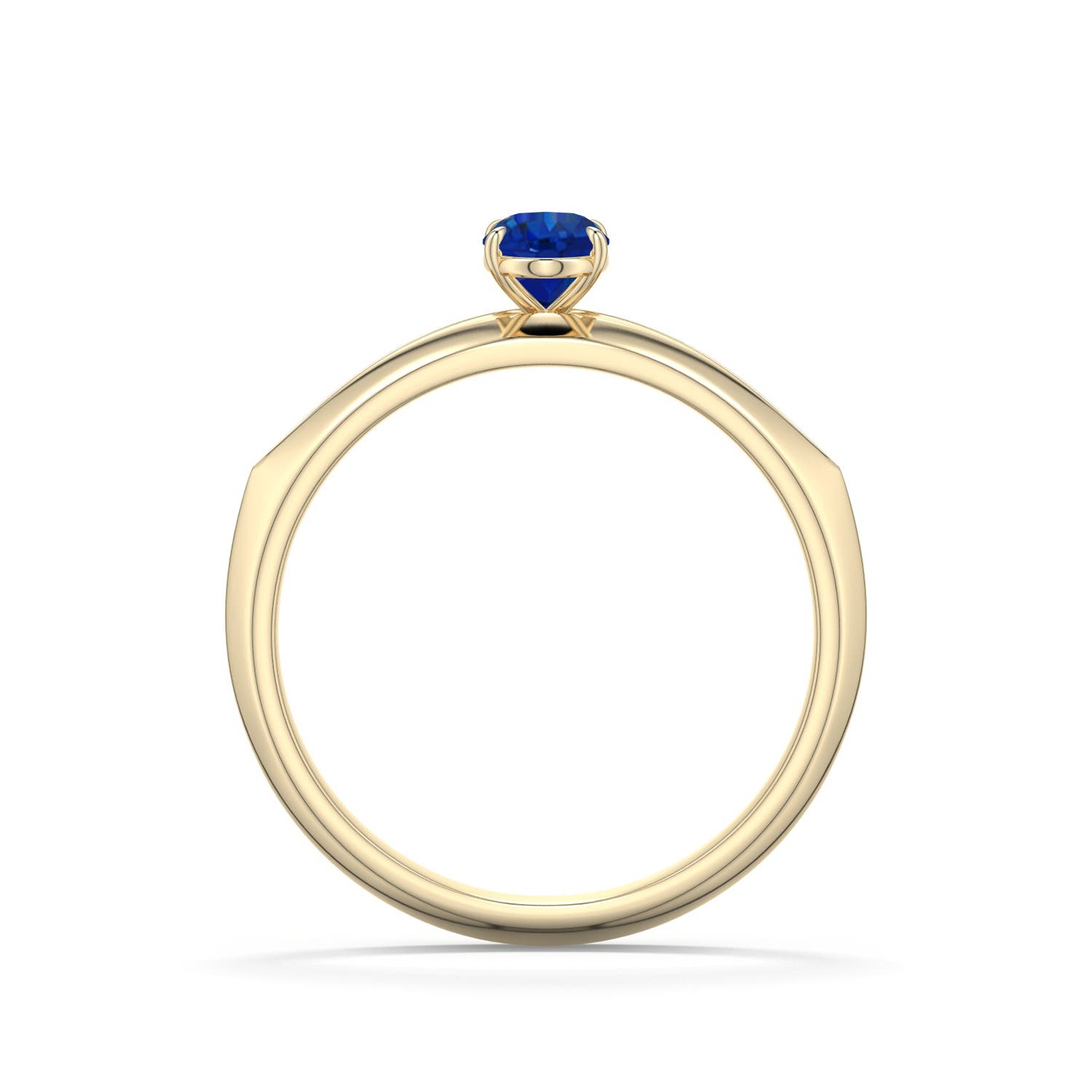 6x4mm AAA Oval Blue Sapphire Knife-Edge Split Shank Engagement Ring in Yellow Gold - side 1