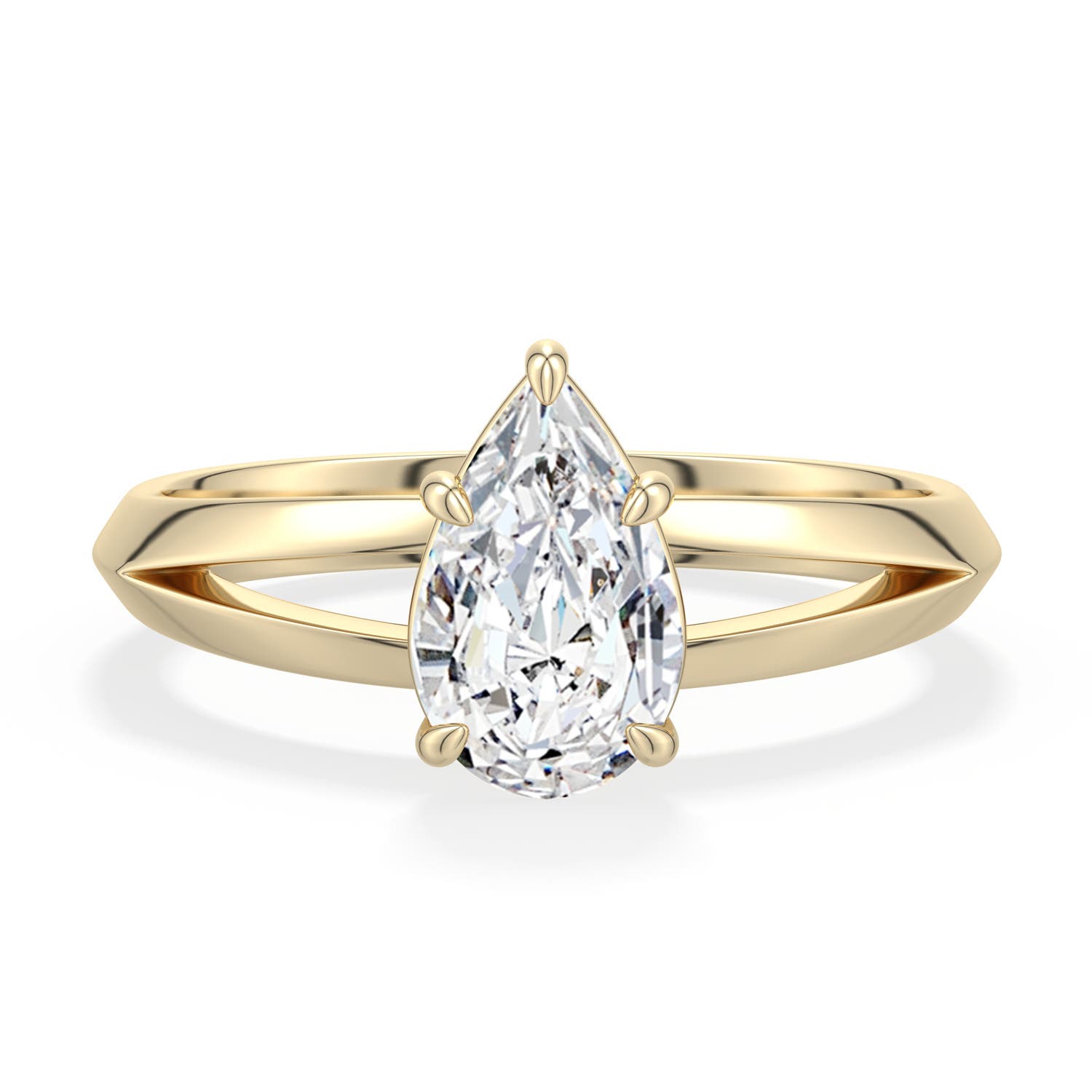9x5.5mm HSI2 Pear Diamond Knife-Edge Split Shank Engagement Ring in Yellow Gold - main