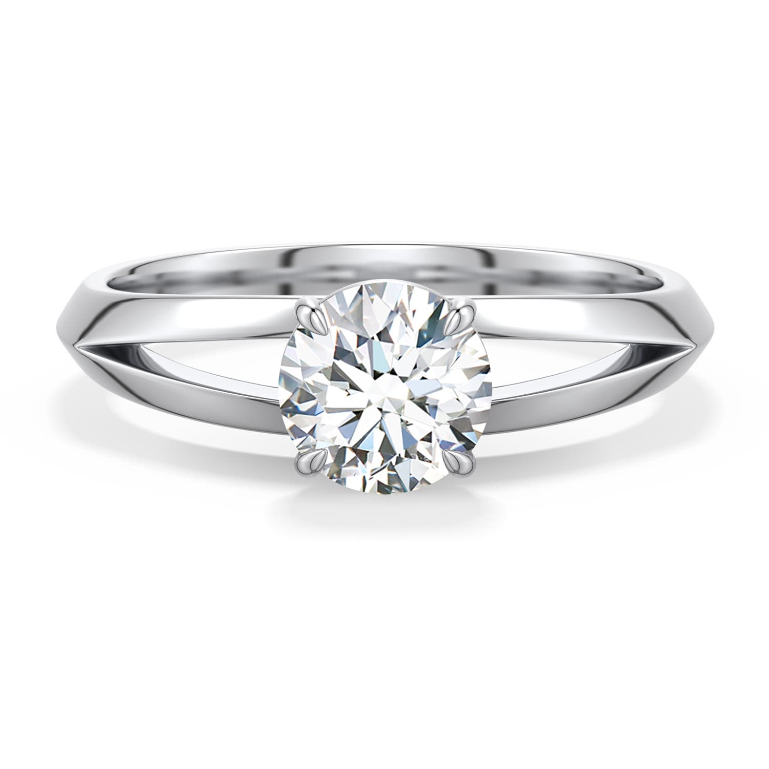 5.9mm GVS2 Round Diamond Knife-Edge Split Shank Engagement Ring in White Gold - main