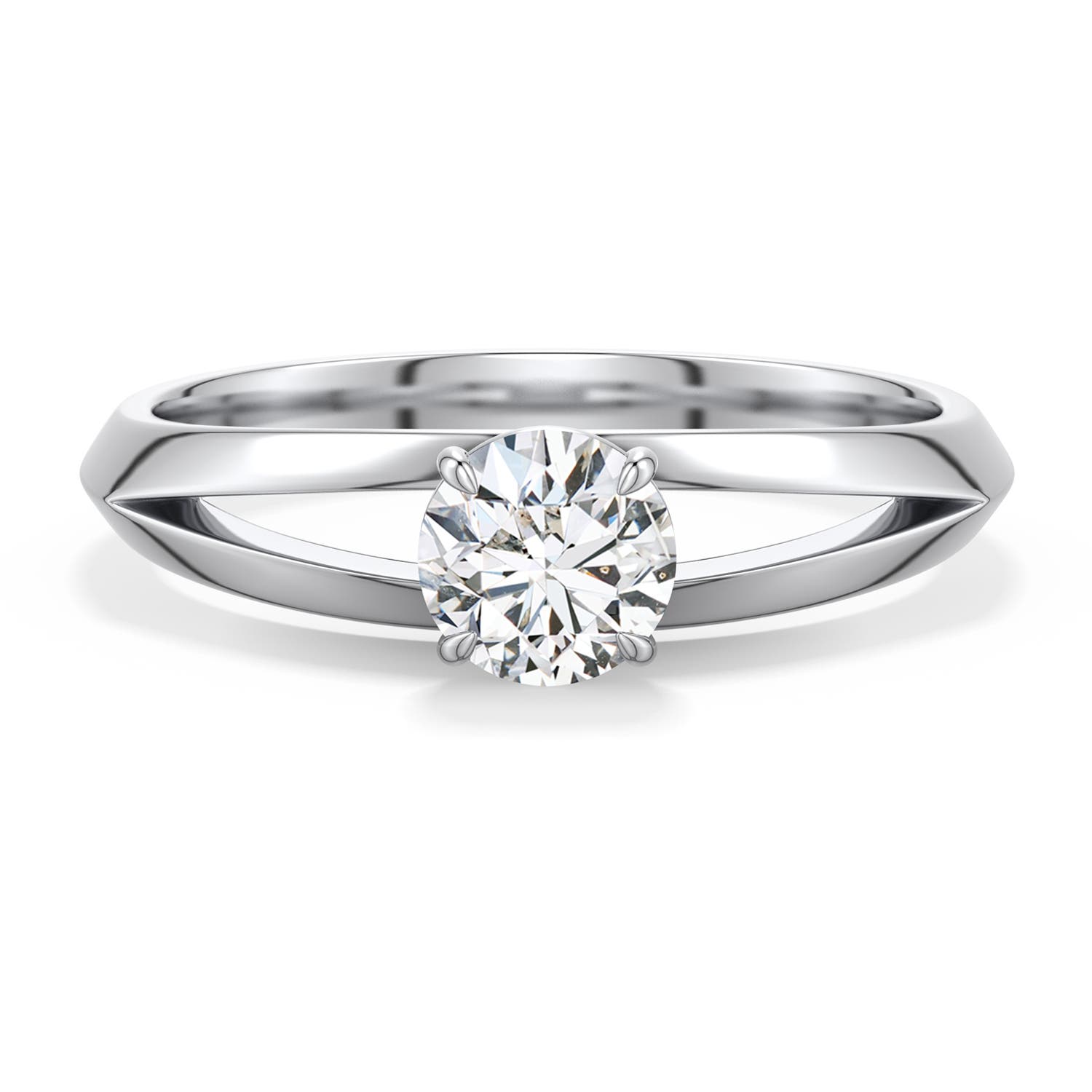 5.1mm HSI2 Round Diamond Knife-Edge Split Shank Engagement Ring in White Gold - main
