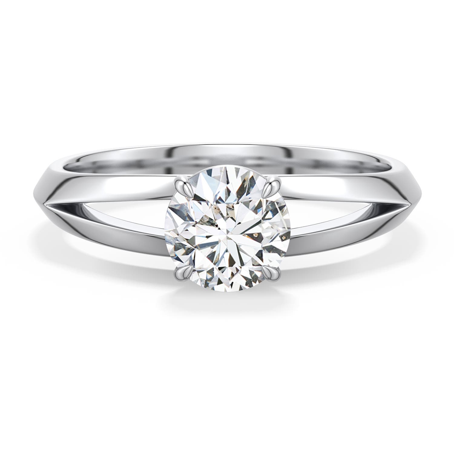 5.9mm HSI2 Round Diamond Knife-Edge Split Shank Engagement Ring in 18K White Gold - main