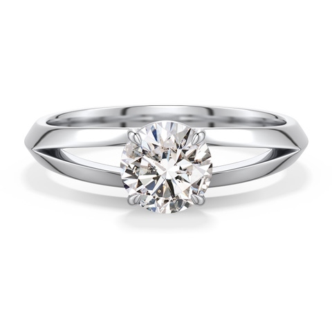5.9mm IJI1I2 Round Diamond Knife-Edge Split Shank Engagement Ring in 18K White Gold - main