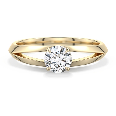 5.1mm HSI2 Round Diamond Knife-Edge Split Shank Engagement Ring in Yellow Gold - main