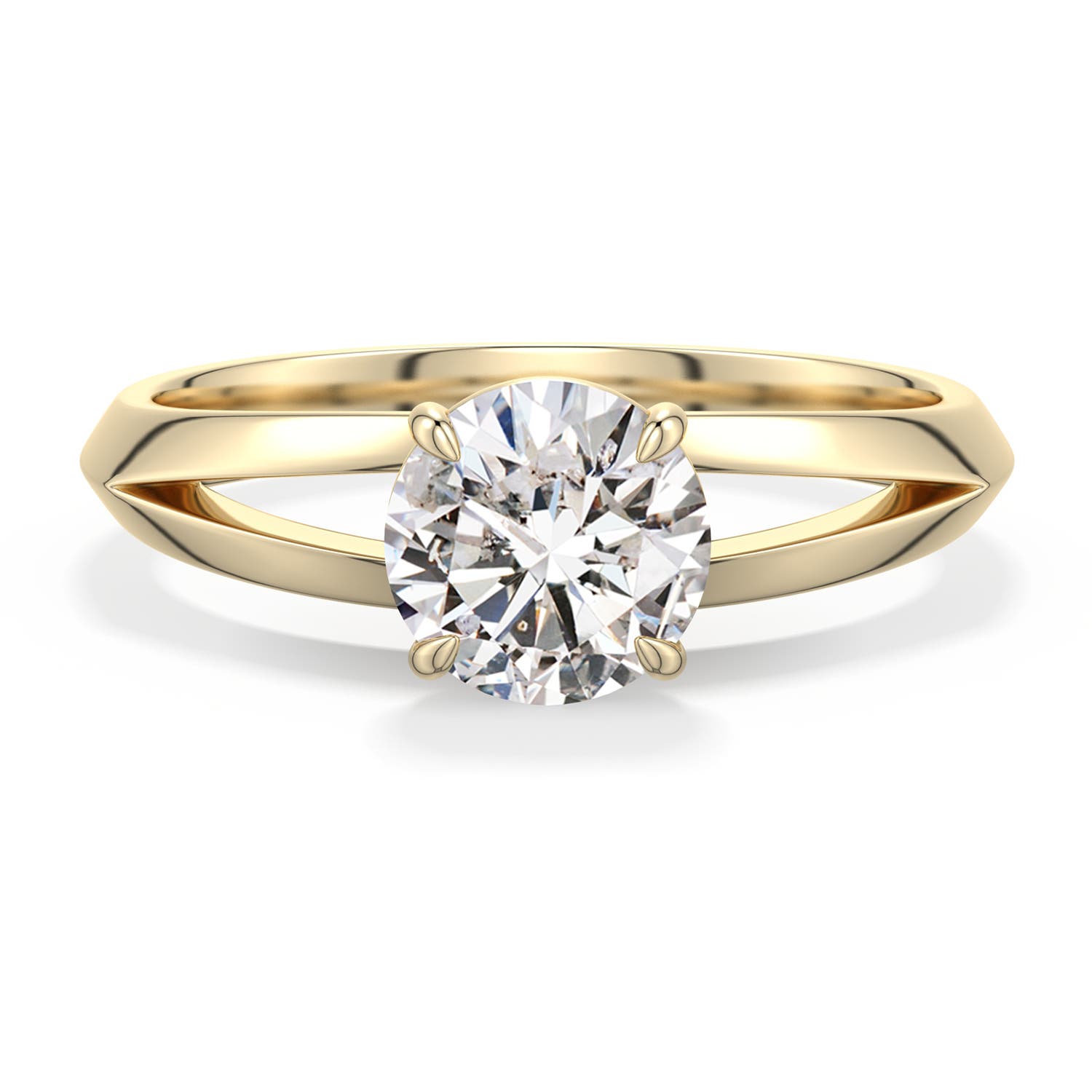 6.4mm IJI1I2 Round Diamond Knife-Edge Split Shank Engagement Ring in Yellow Gold - main