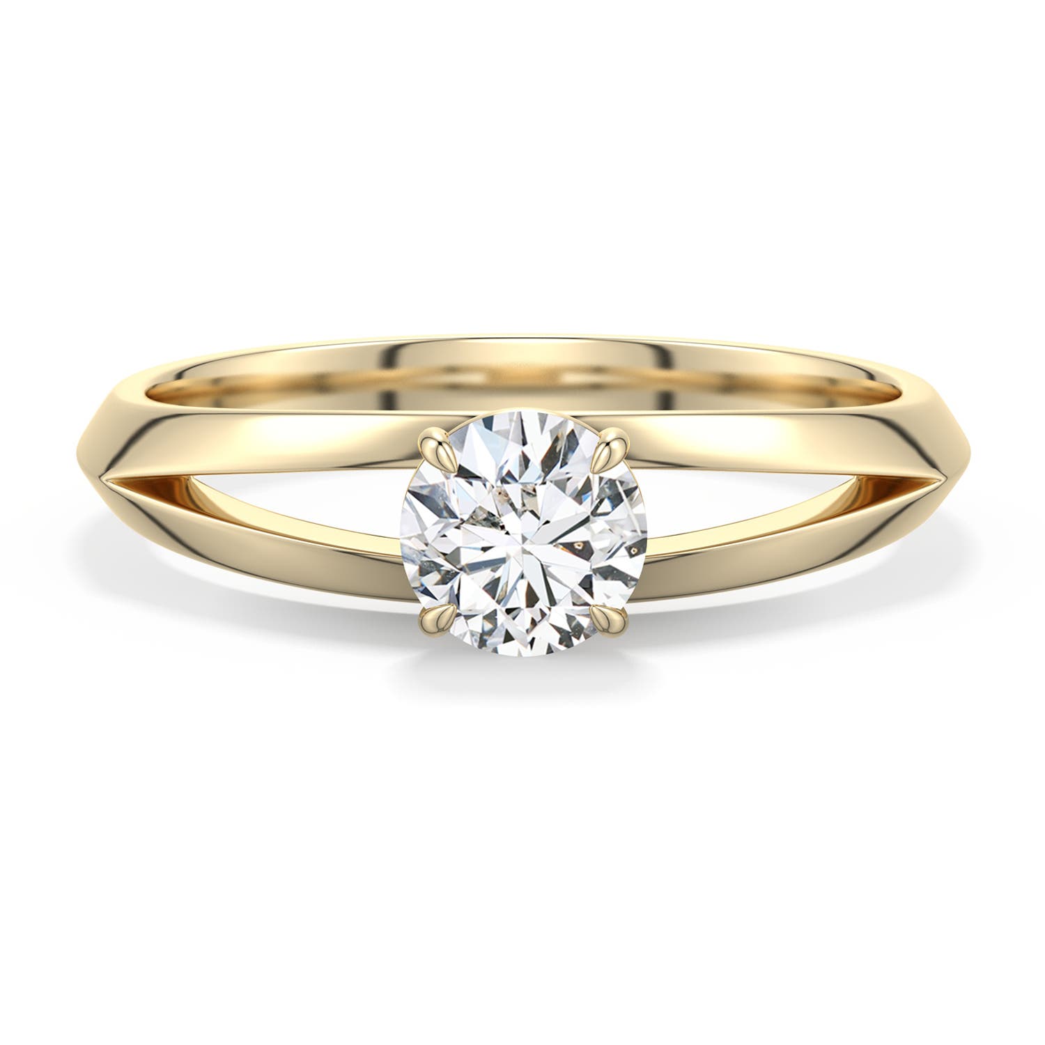 5.1mm HSI2 Round Diamond Knife-Edge Split Shank Engagement Ring in 18K Yellow Gold - main
