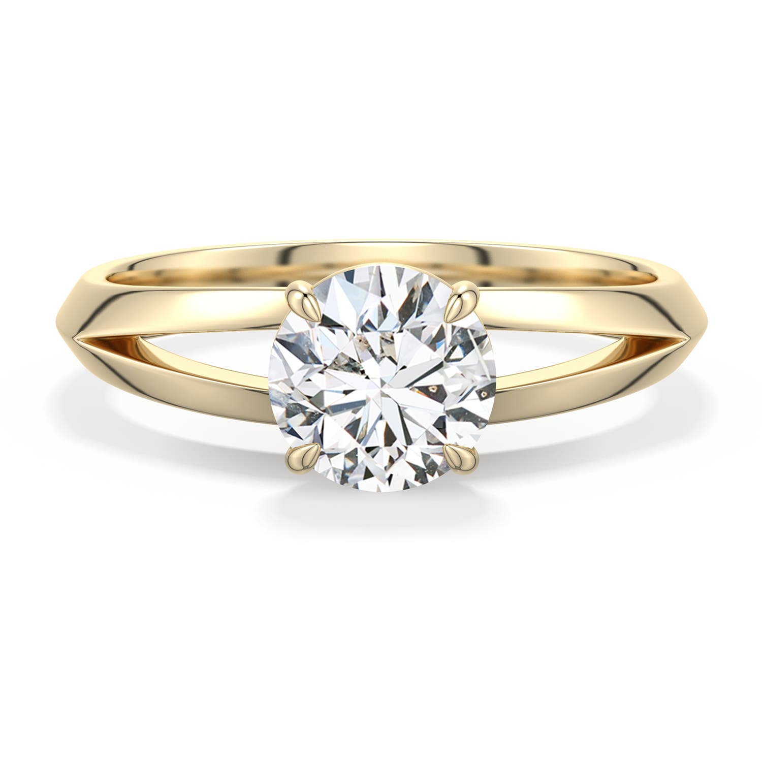 6.4mm HSI2 Round Diamond Knife-Edge Split Shank Engagement Ring in 18K Yellow Gold - main