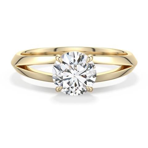 6.4mm HSI2 Round Diamond Knife-Edge Split Shank Engagement Ring in 18K Yellow Gold - main
