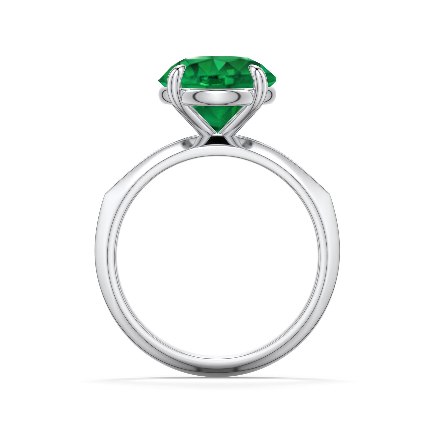 10mm AAA Round Emerald Knife-Edge Split Shank Engagement Ring in White Gold - side 1