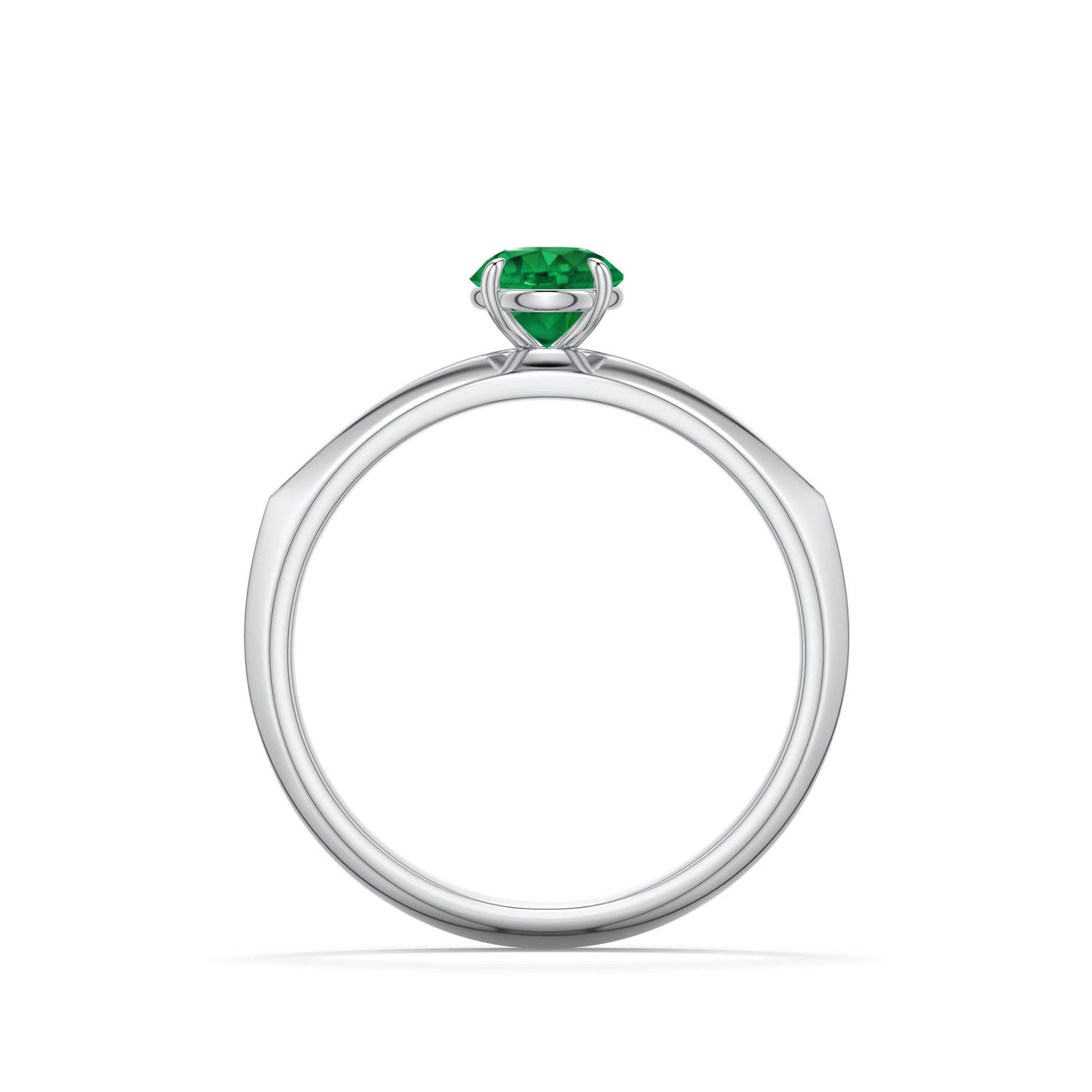 5mm AAA Round Emerald Knife-Edge Split Shank Engagement Ring in White Gold - side 1