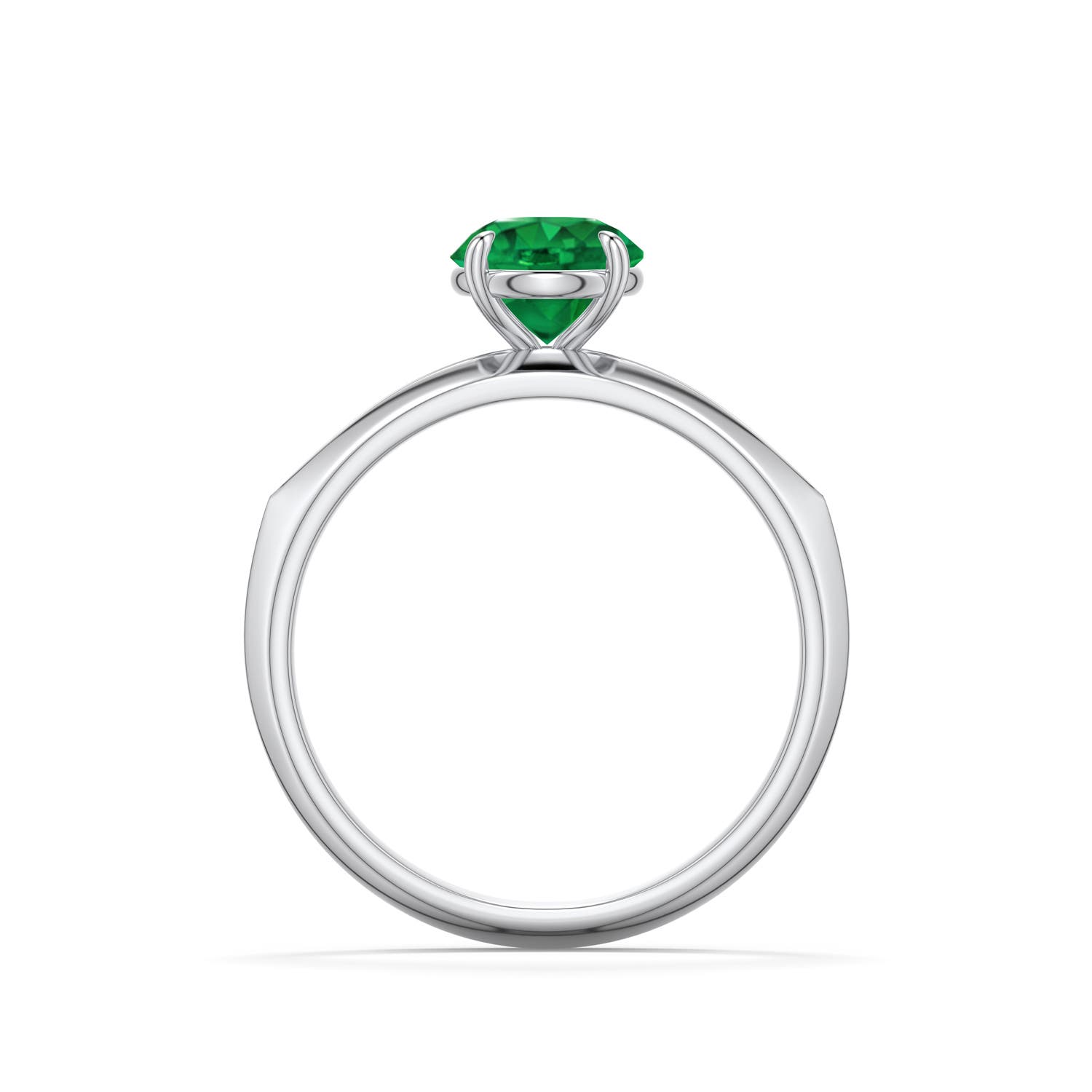 6.5mm AAA Round Emerald Knife-Edge Split Shank Engagement Ring in White Gold - side 1