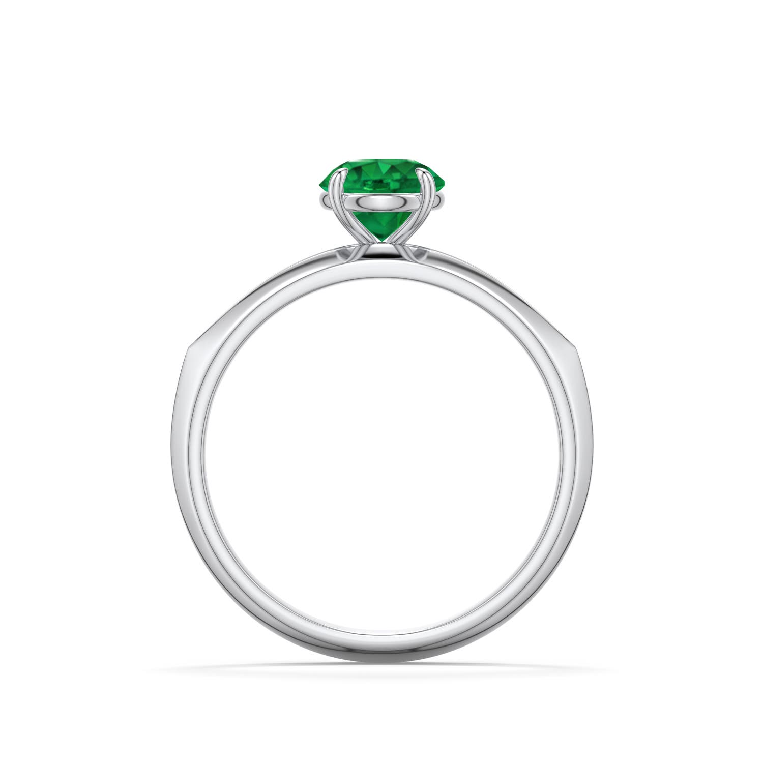 6mm AAA Round Emerald Knife-Edge Split Shank Engagement Ring in White Gold - side 1