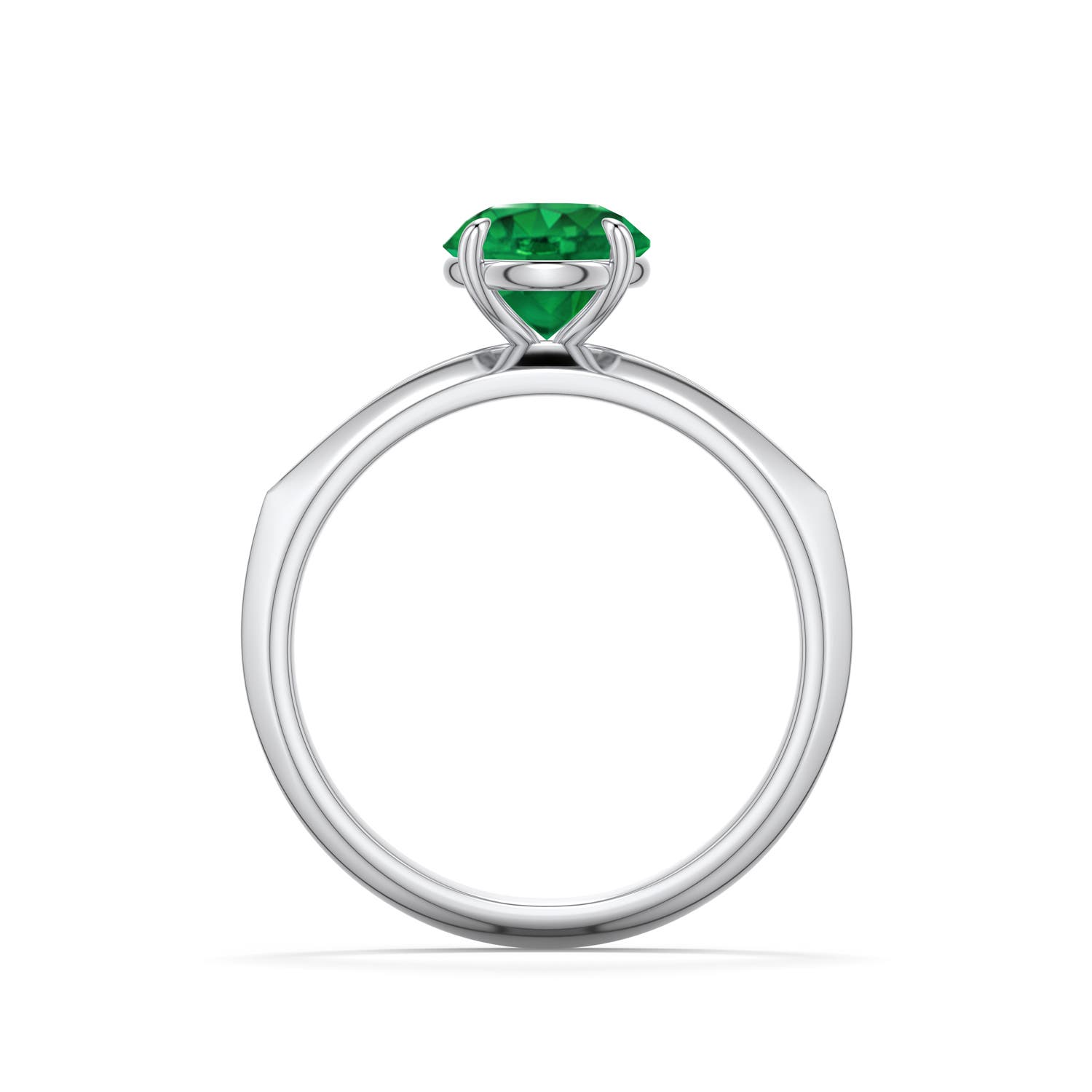7mm AAA Round Emerald Knife-Edge Split Shank Engagement Ring in White Gold - side 1