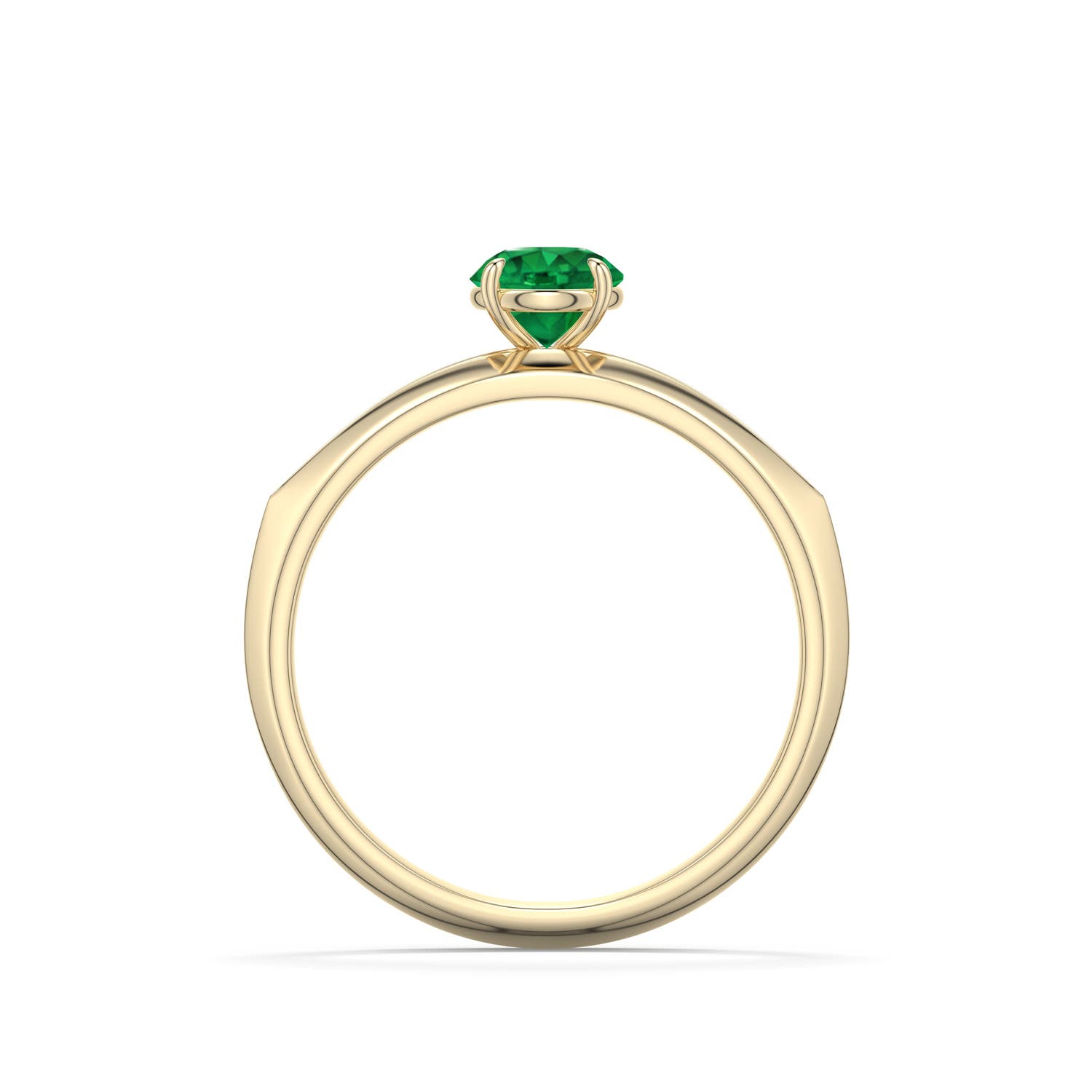 5mm AAA Round Emerald Knife-Edge Split Shank Engagement Ring in Yellow Gold - side 1