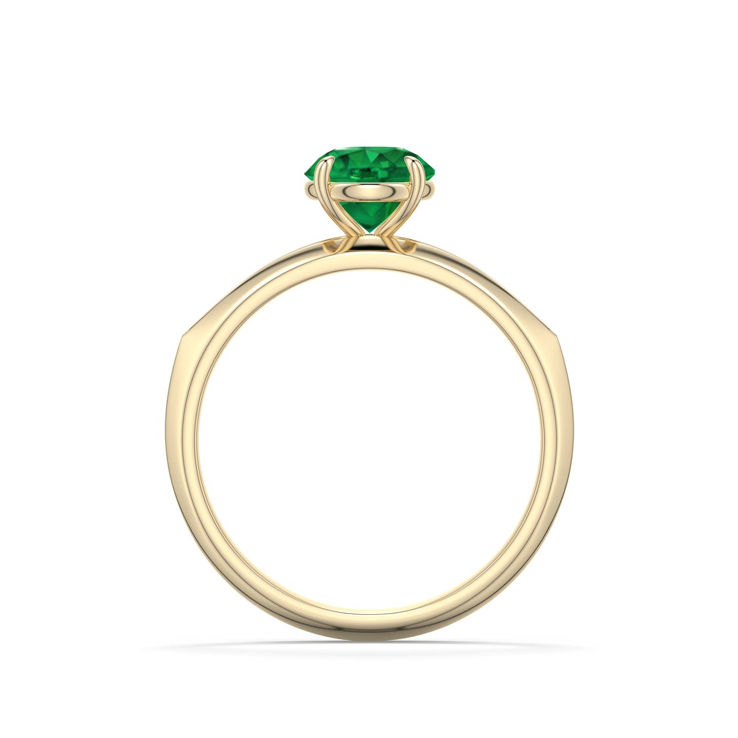 6.5mm AAA Round Emerald Knife-Edge Split Shank Engagement Ring in Yellow Gold - side 1