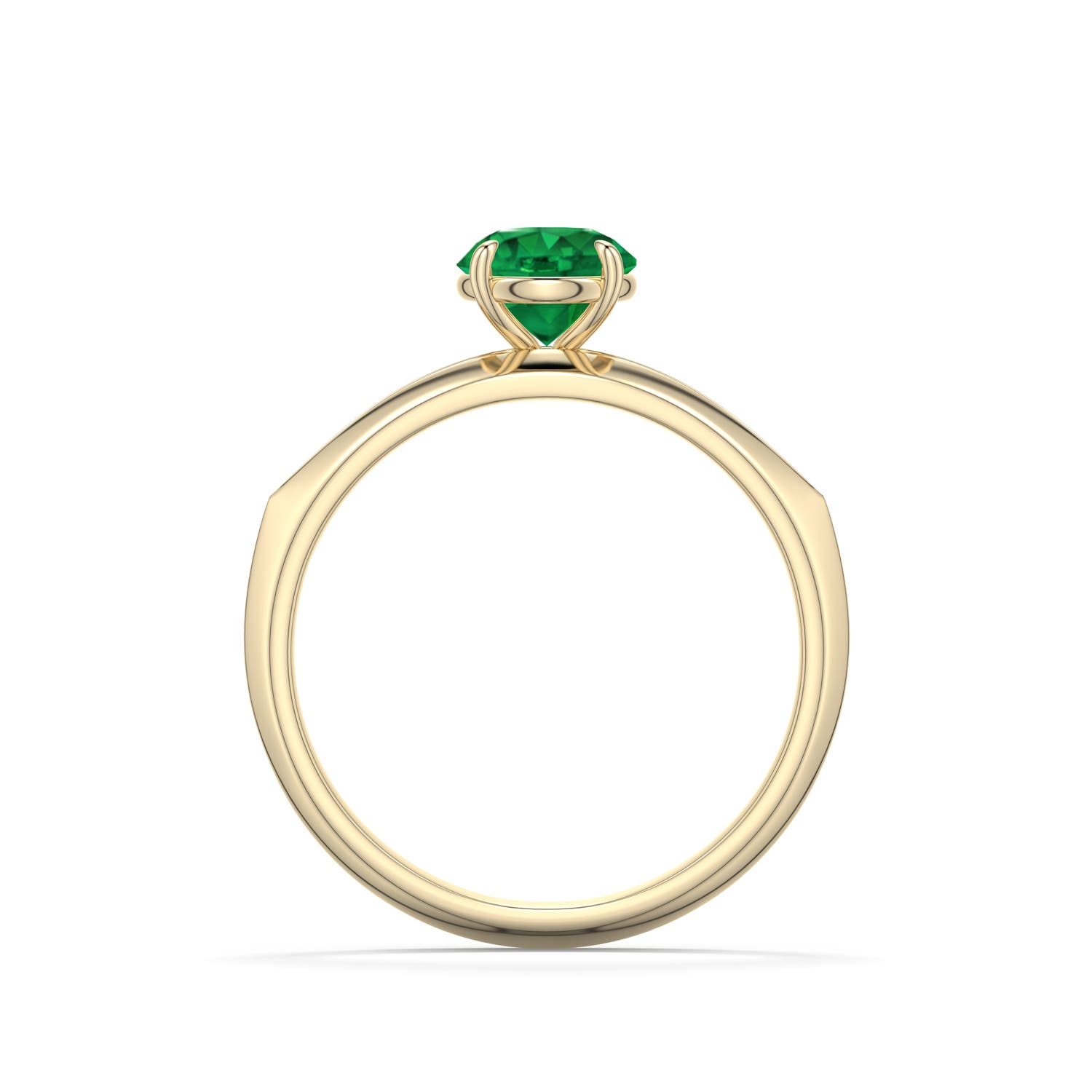 6mm AAA Round Emerald Knife-Edge Split Shank Engagement Ring in Yellow Gold - side 1