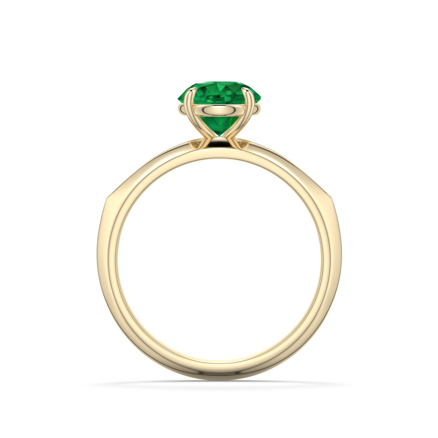 7mm AAA Round Emerald Knife-Edge Split Shank Engagement Ring in Yellow Gold - side 1