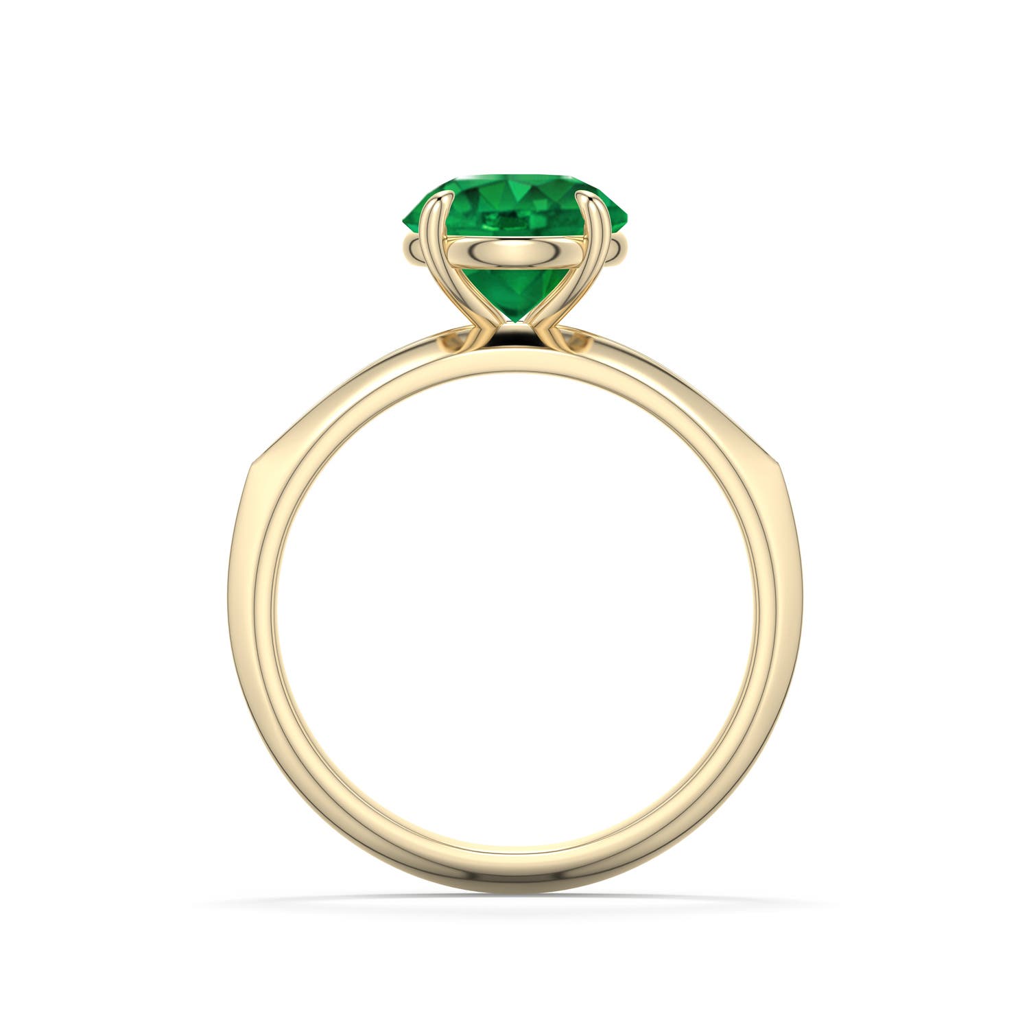 8mm AAA Round Emerald Knife-Edge Split Shank Engagement Ring in Yellow Gold - side 1 - side 2