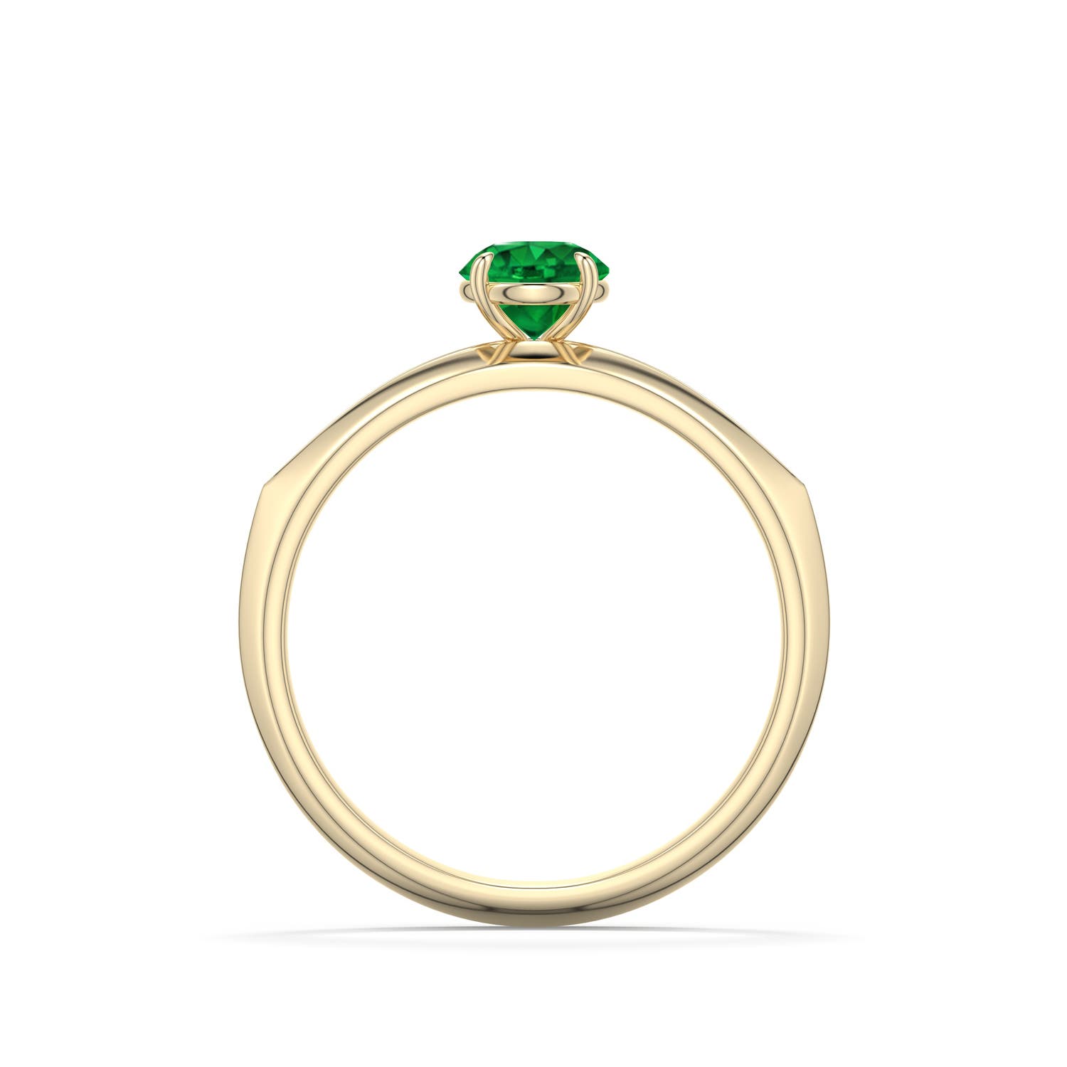5mm AAAA Round Emerald Knife-Edge Split Shank Engagement Ring in Yellow Gold - side 1