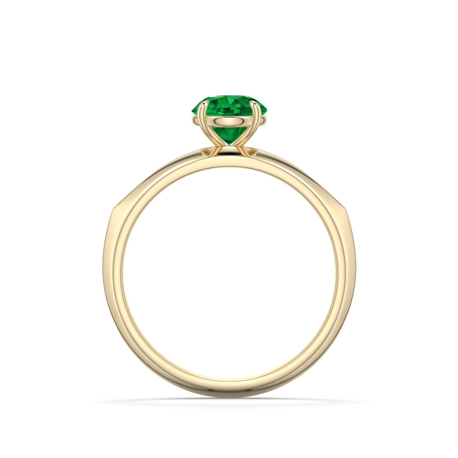 6mm AAAA Round Emerald Knife-Edge Split Shank Engagement Ring in 18K Yellow Gold - side 1