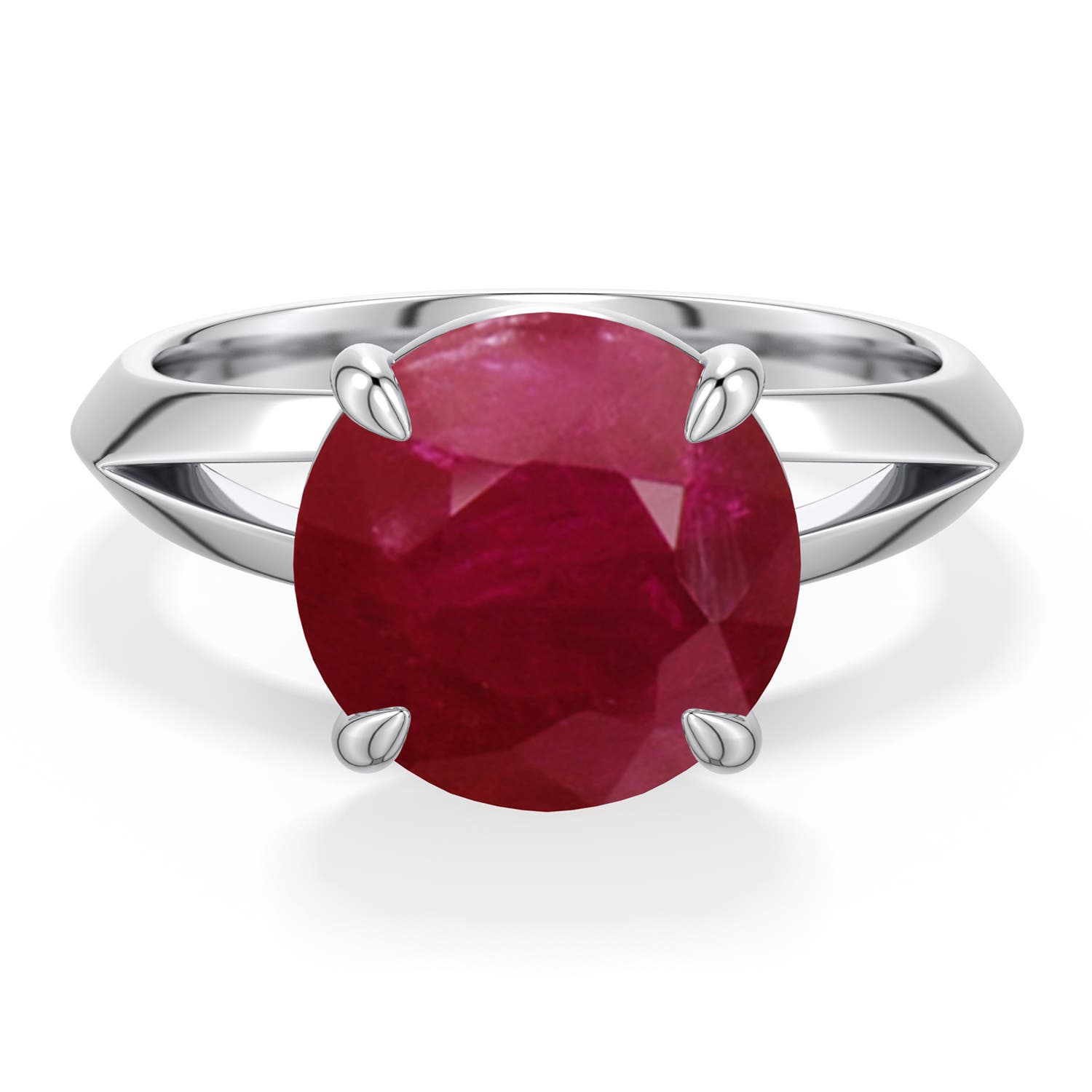 Angara 4.5 Ctw Round Ruby Knife-edge Split Shank Engagement Ring