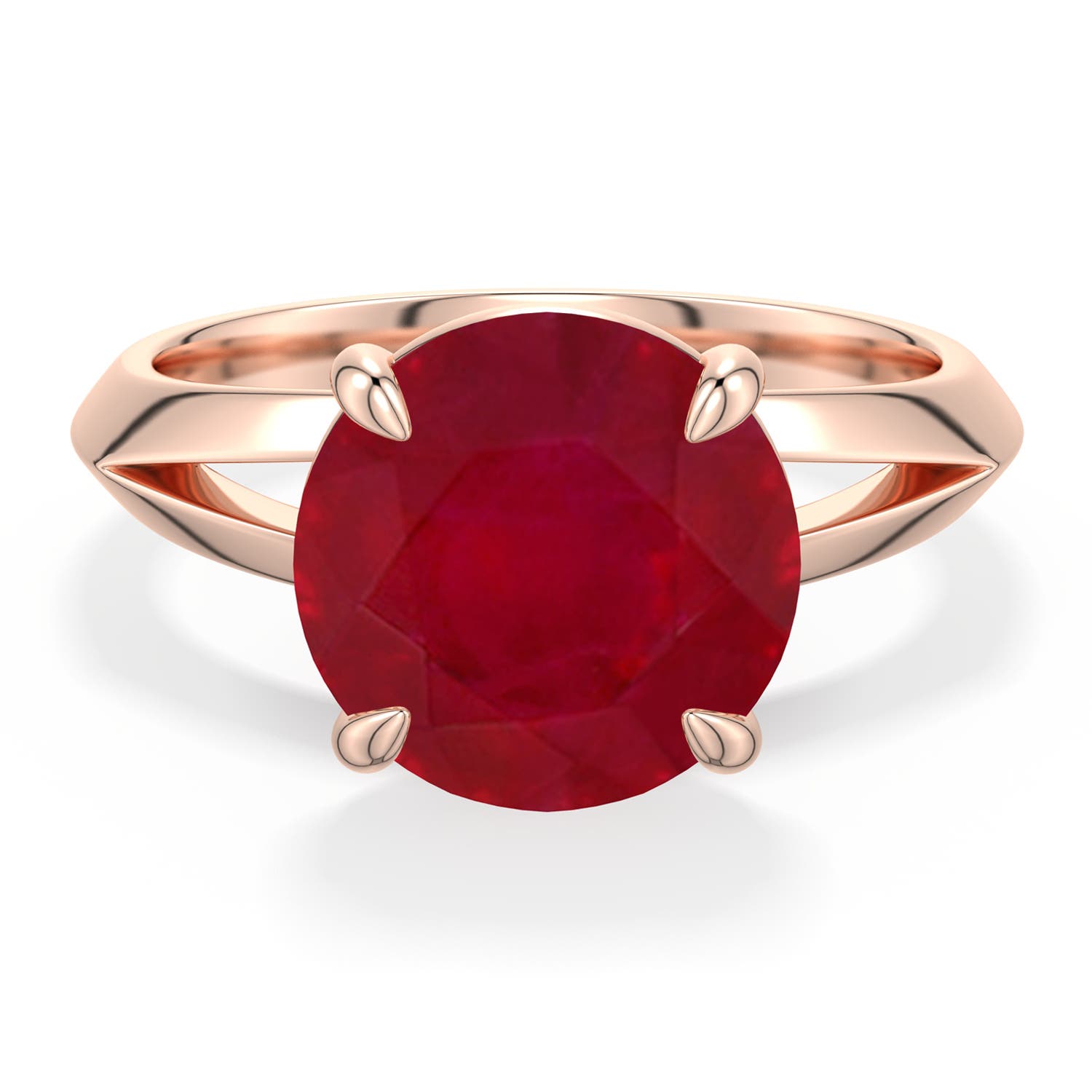 Angara 4.5 CTW Round Ruby Knife-Edge Split Shank Engagement Ring in 14K Rose Gold