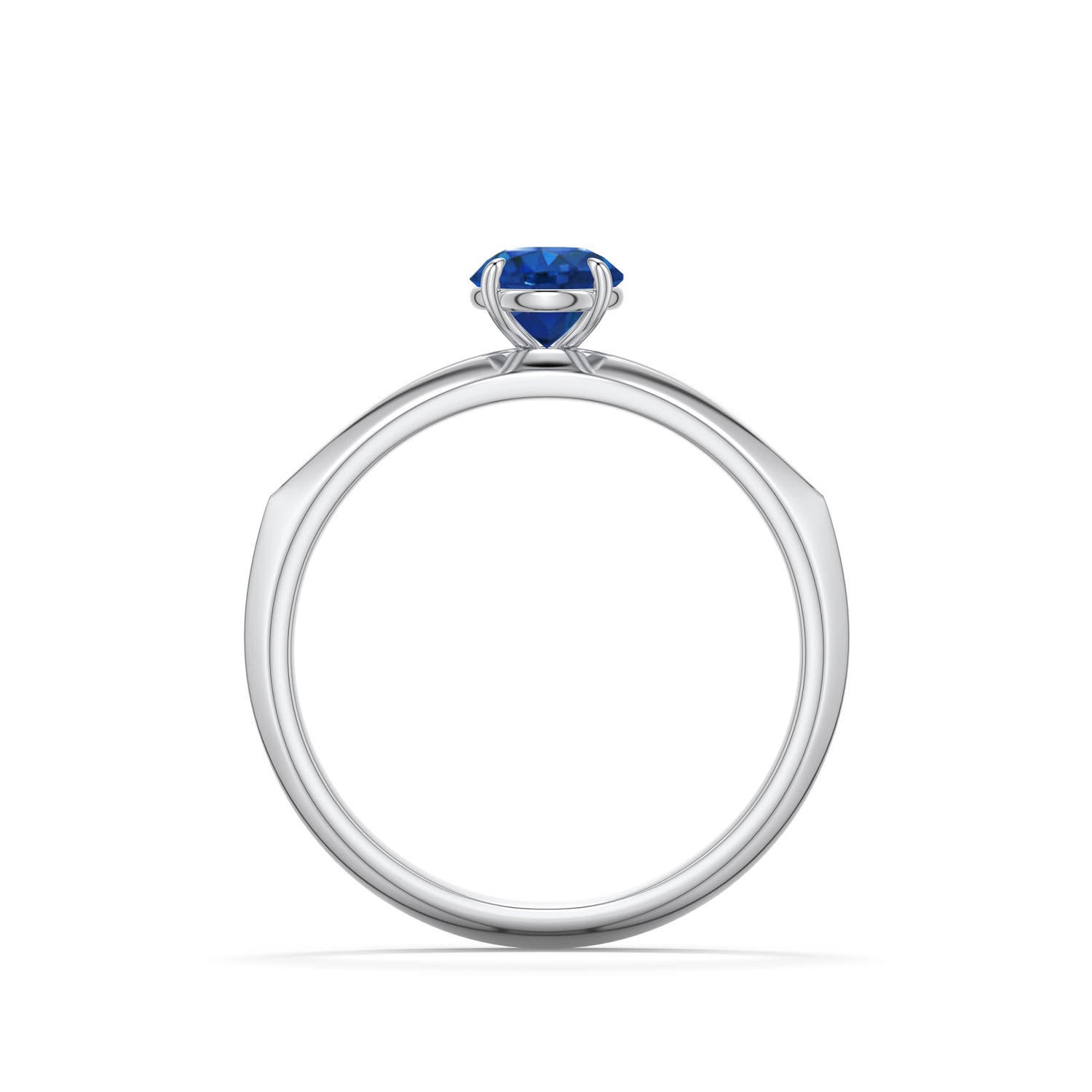 5mm AAA Round Blue Sapphire Knife-Edge Split Shank Engagement Ring in White Gold - side 1