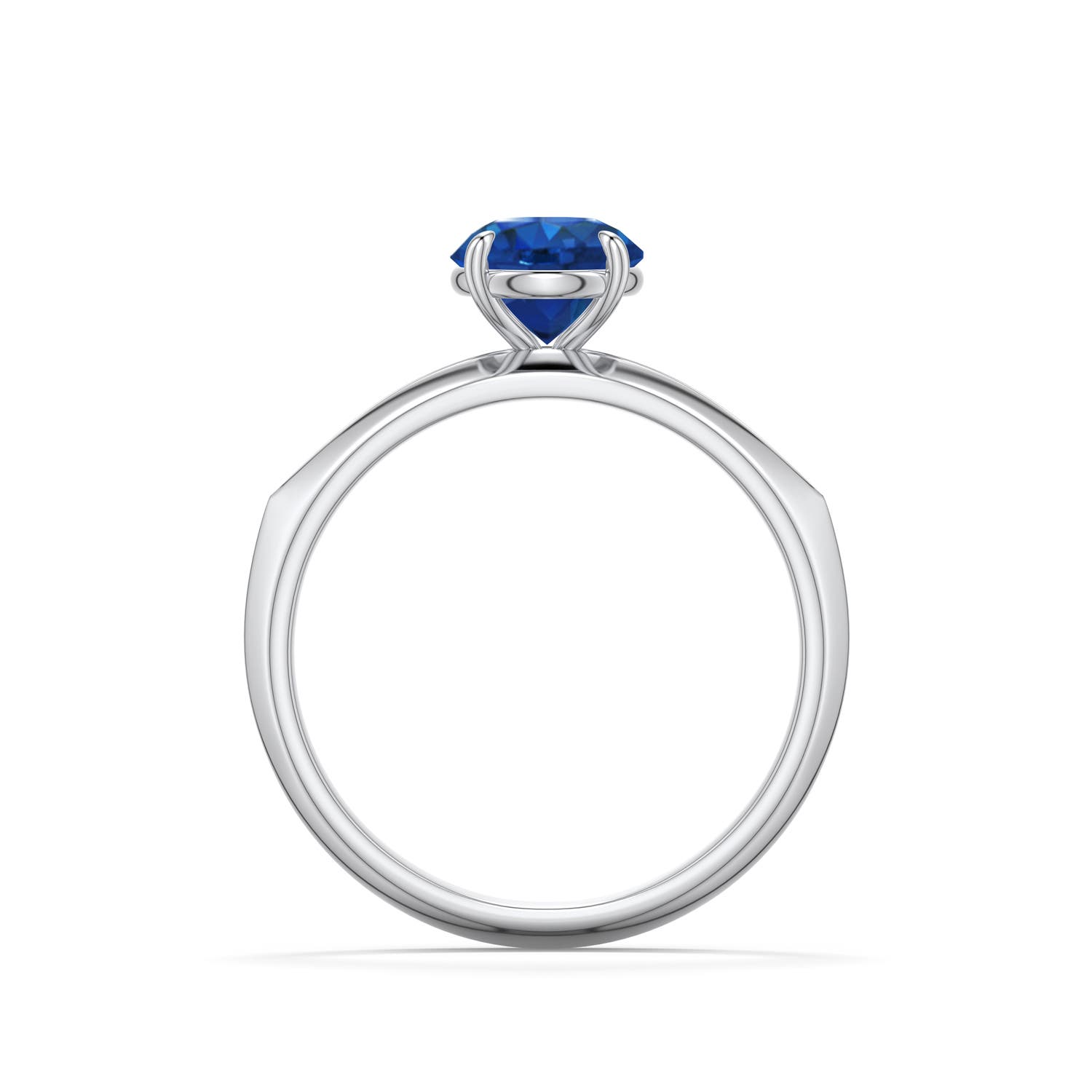6.5mm AAA Round Blue Sapphire Knife-Edge Split Shank Engagement Ring in White Gold - side 1