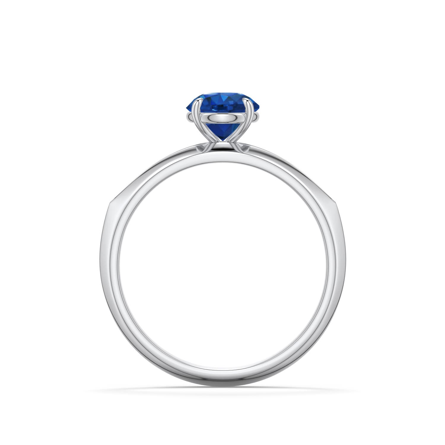 6mm AAA Round Blue Sapphire Knife-Edge Split Shank Engagement Ring in White Gold - side 1