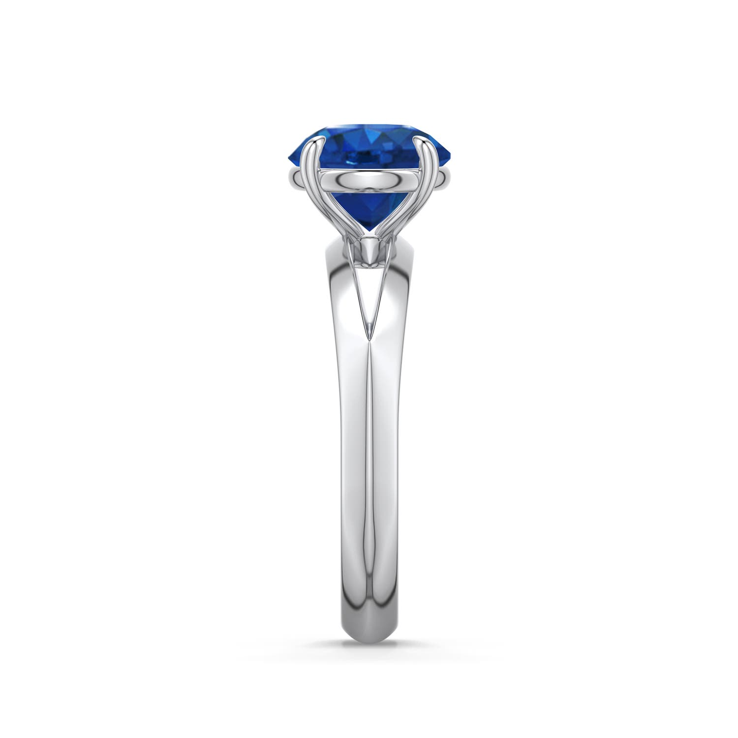 8mm AAA Round Blue Sapphire Knife-Edge Split Shank Engagement Ring in White Gold - side 2 - side 3