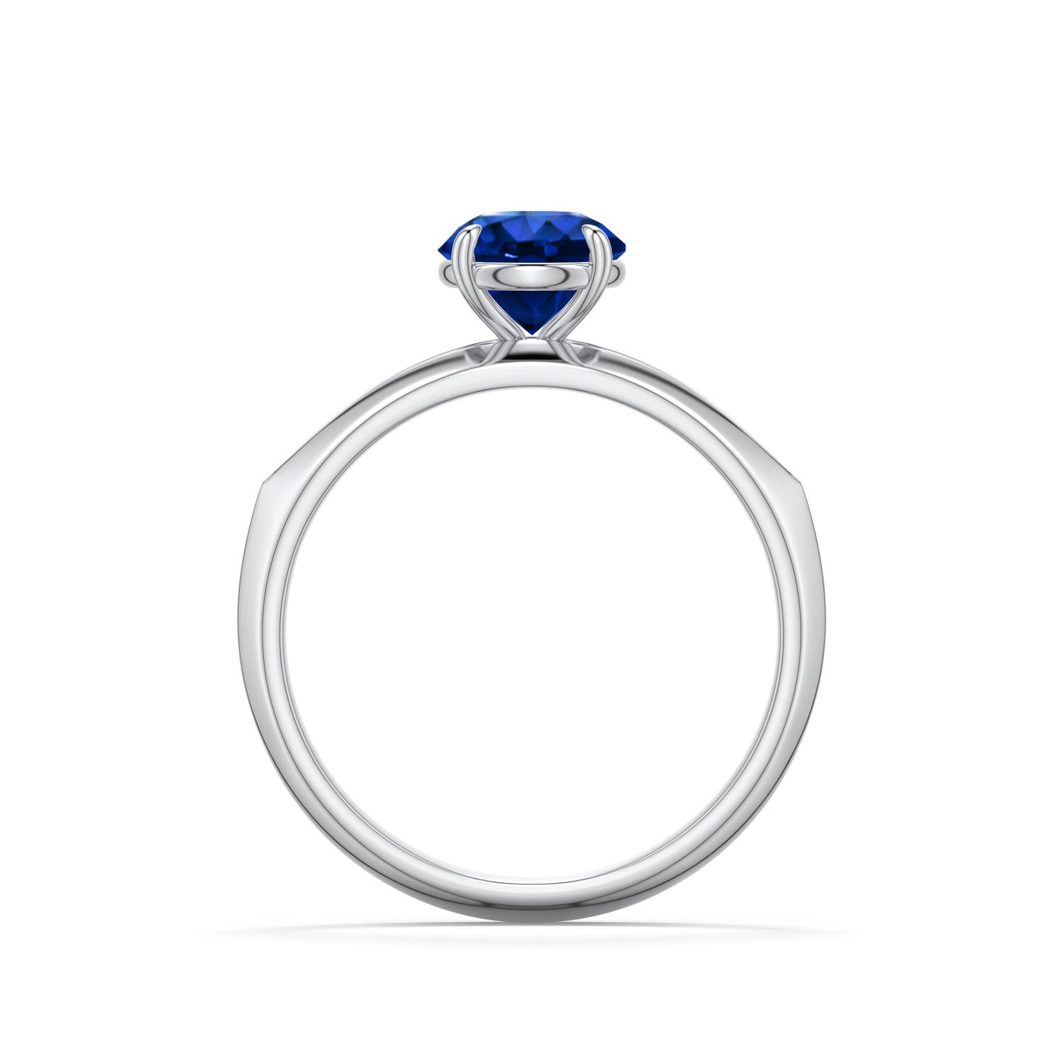 6.5mm AAAA Round Blue Sapphire Knife-Edge Split Shank Engagement Ring in White Gold - side 1