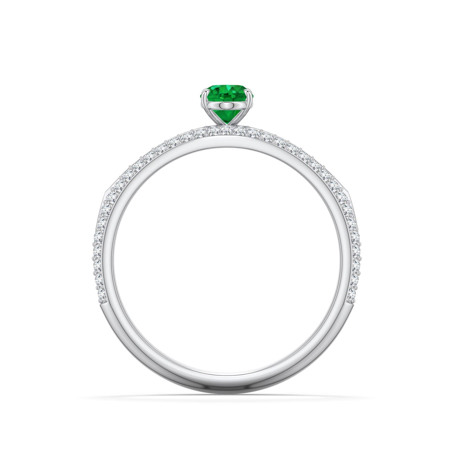 6x4mm AAA Oval Emerald Engagement Ring with Pavé Accents in 950 Platinum - side 1