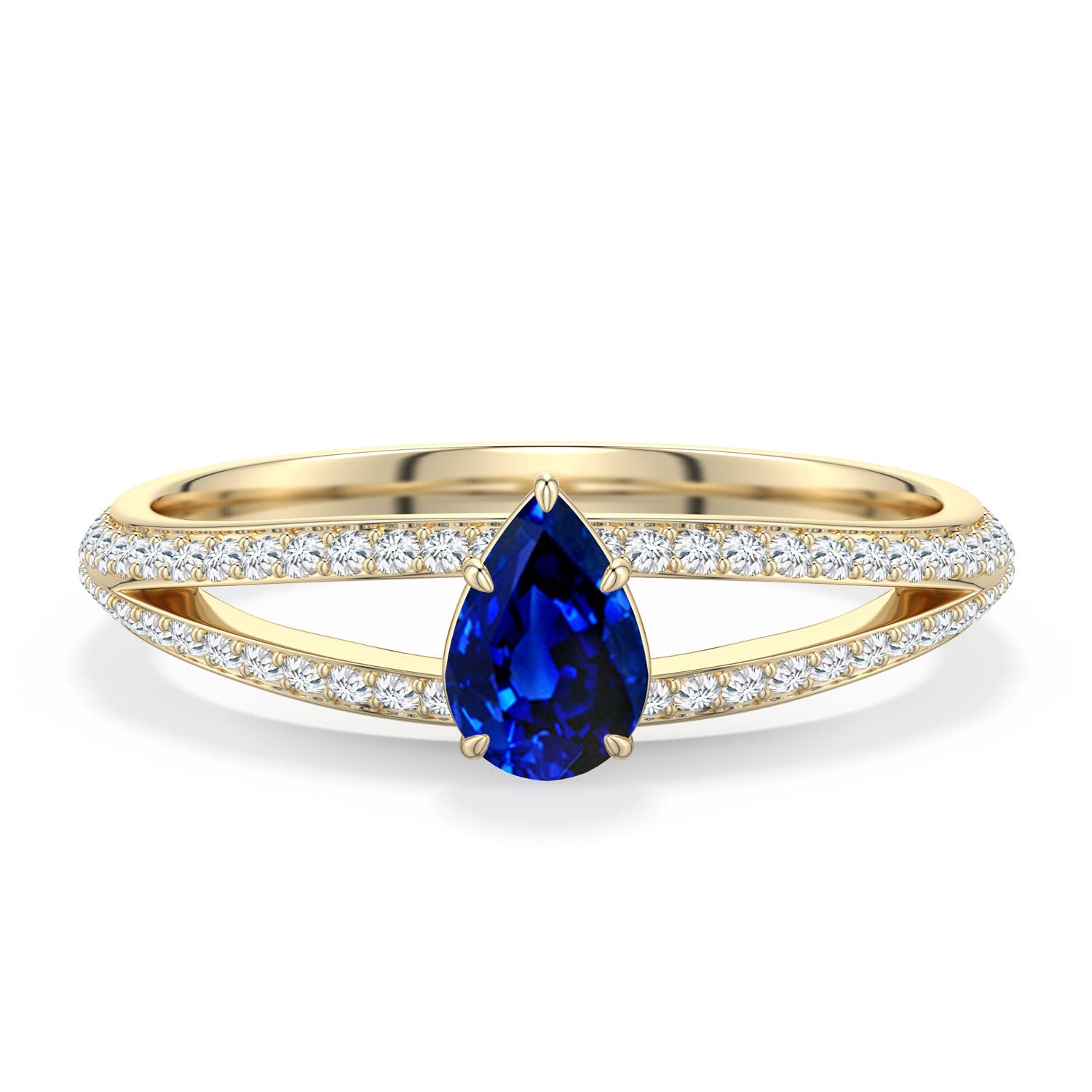 Bezel Pear Sapphire Stackable Ring with Diamond Accents