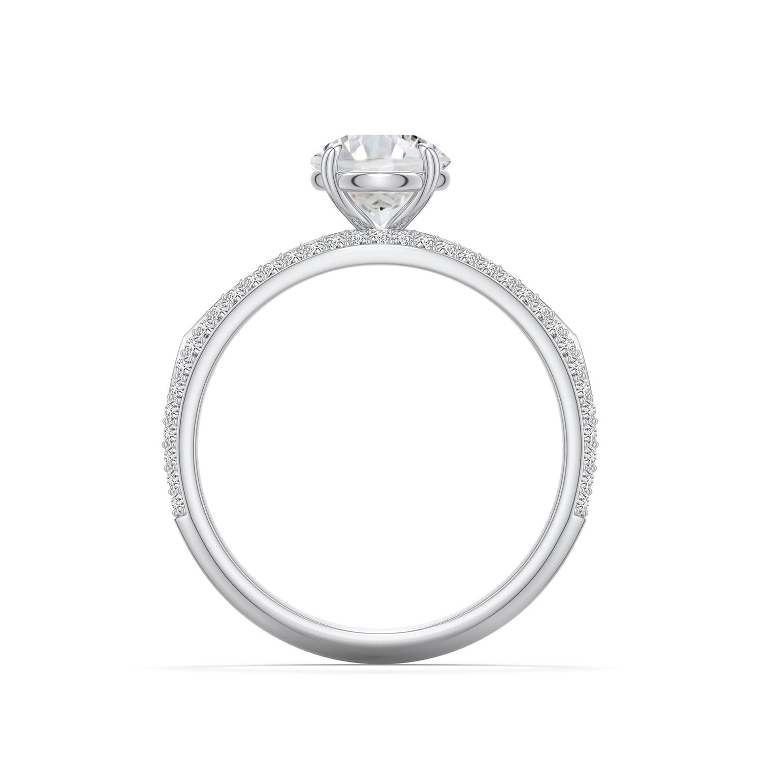 6.4mm HSI2 Round Diamond Engagement Ring with Pav� Accents in White Gold - side 1